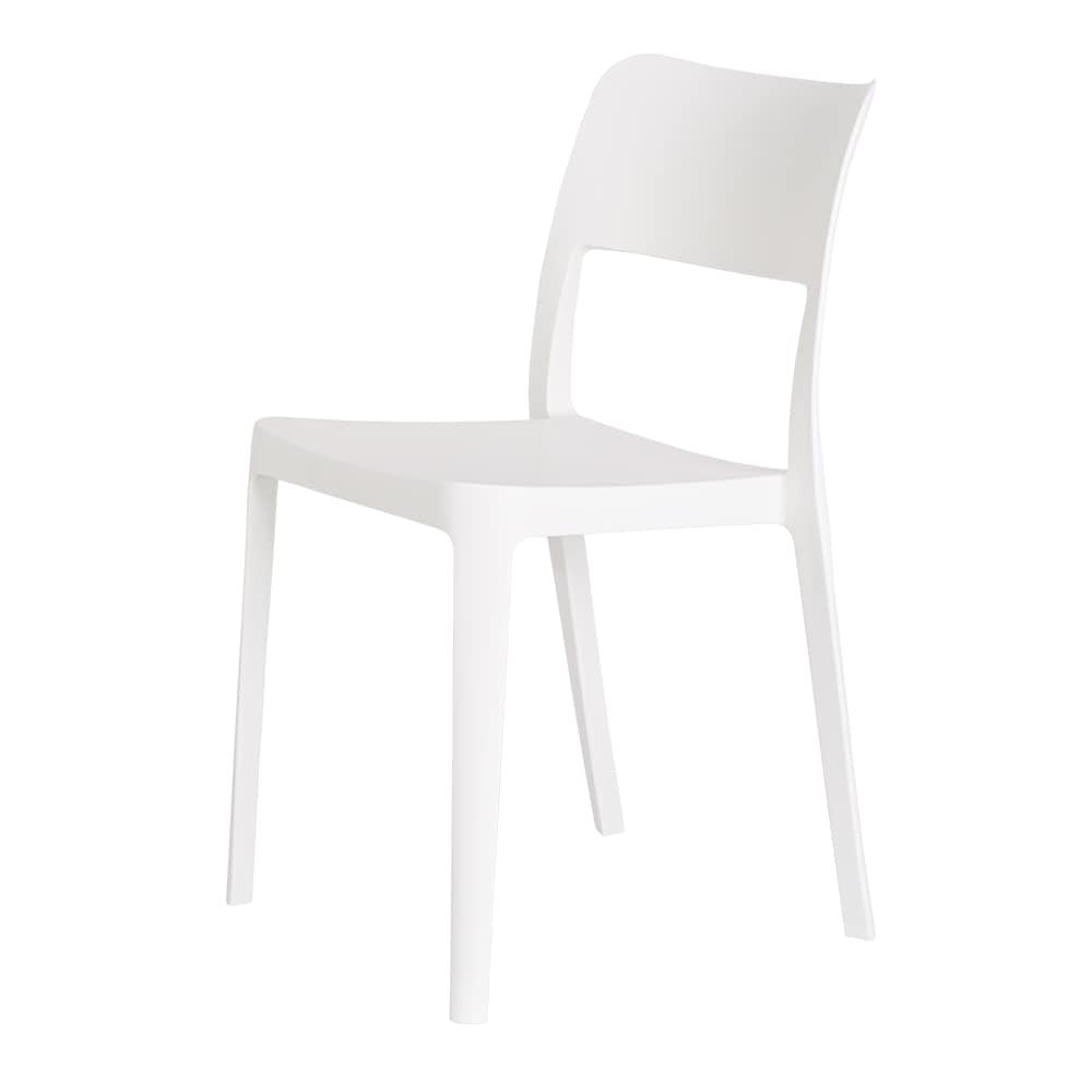 White Stackable Armless Resin Dining Chairs, Set of 2