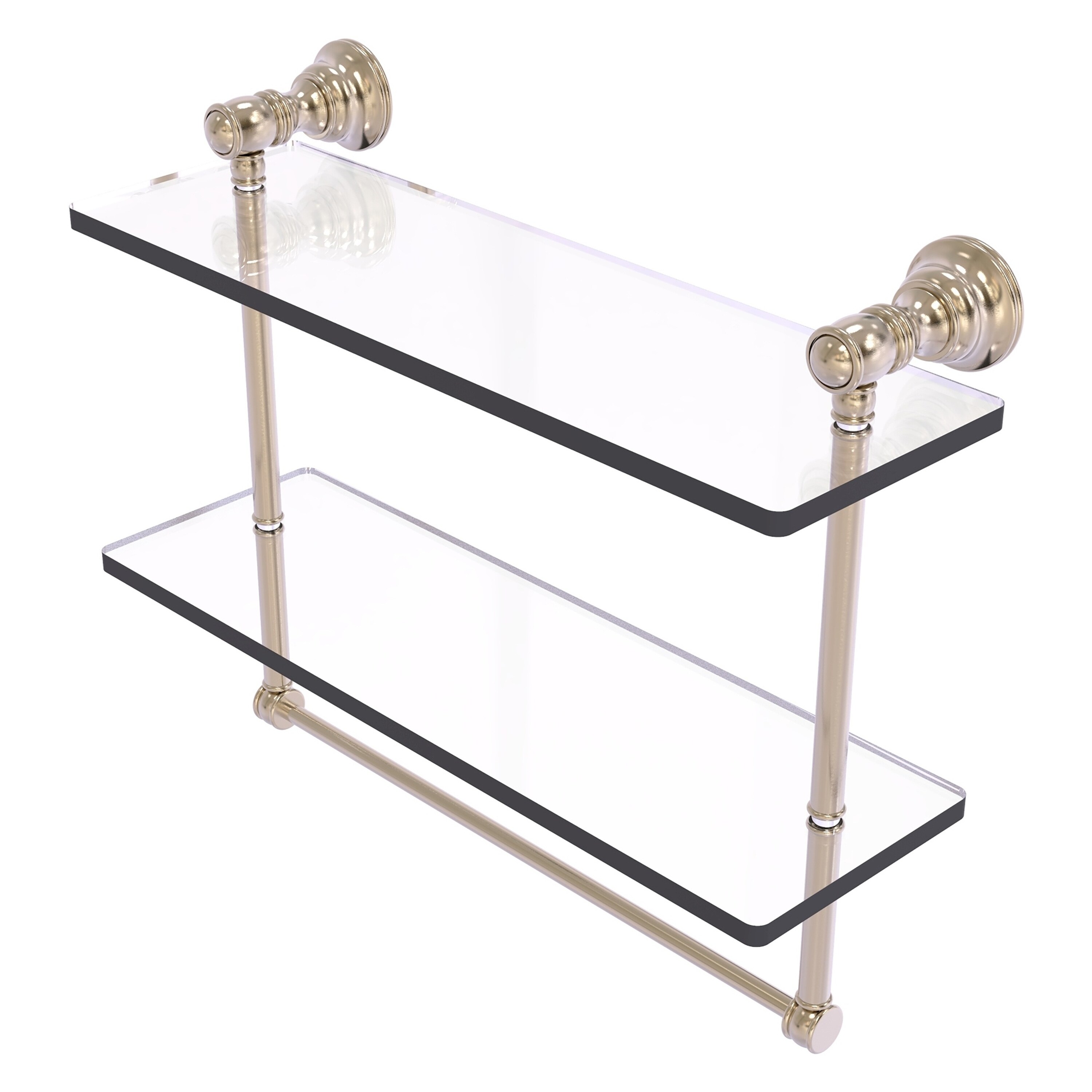 Allied Brass CL-2-16TB-PEW Carolina Antique Pewter 2 -Tier Wall mount Bathroom Shelf ( 16-in x 9.5-in x 5-in )