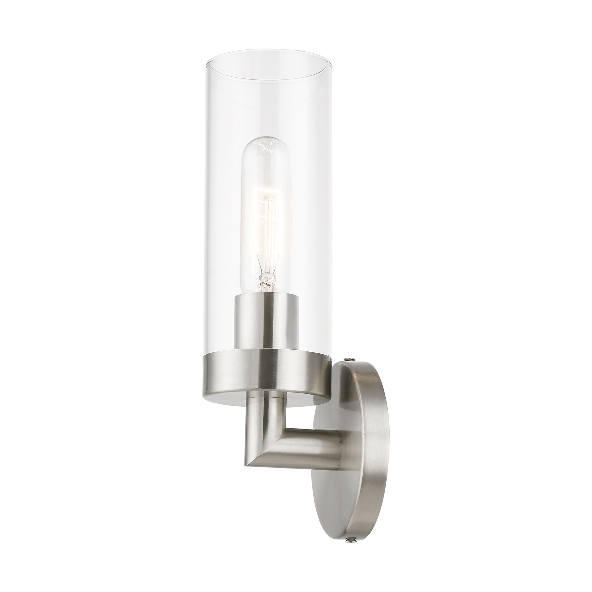 Ludlow Brushed Nickel 1-Light ADA Compliant Sconce with Clear Glass Shade