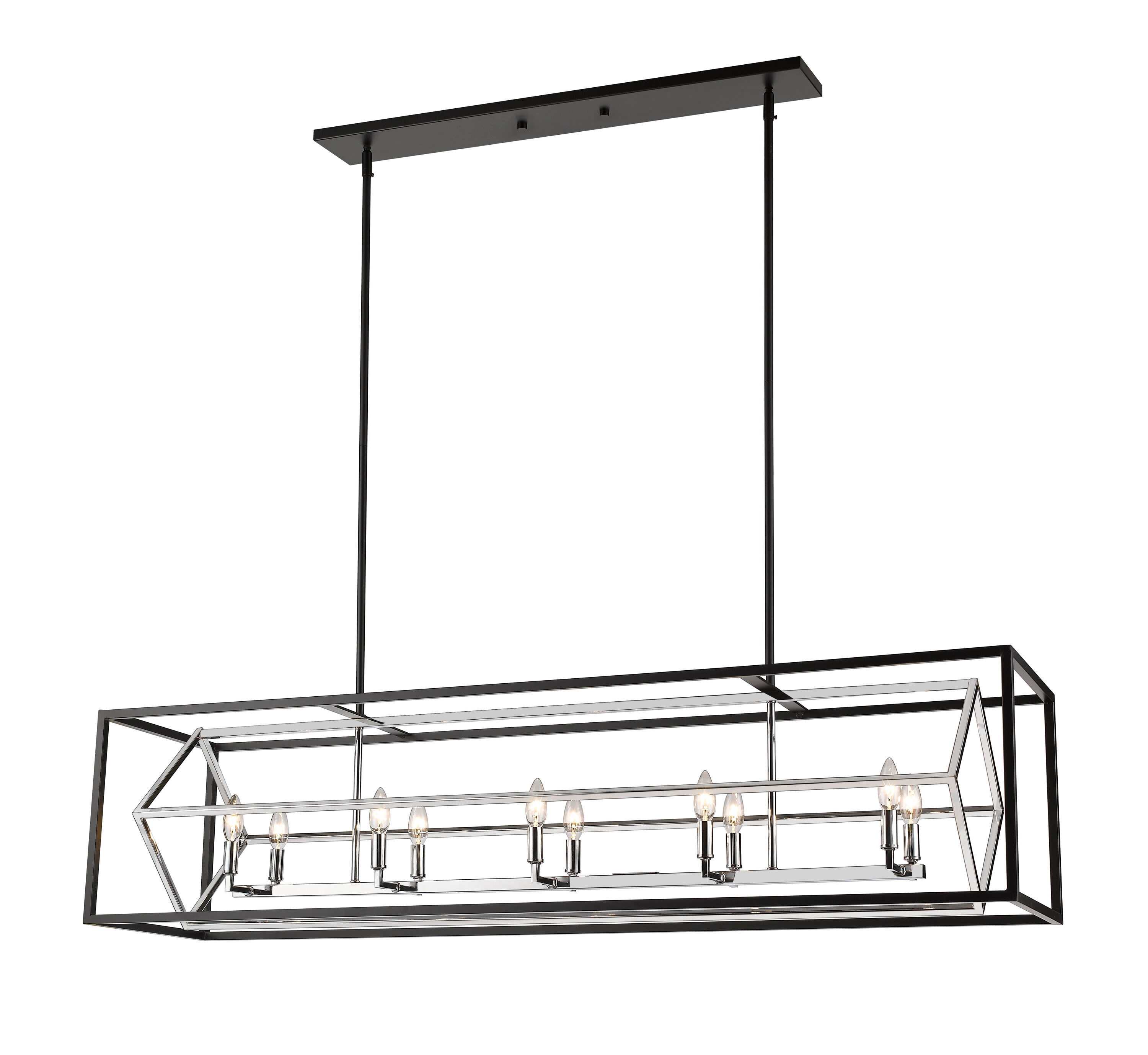 Z-Lite 457-10L-CH-MB Euclid Chrome + Matte Black Incandescent Candelabra base (E-12) Pool Table Lighting