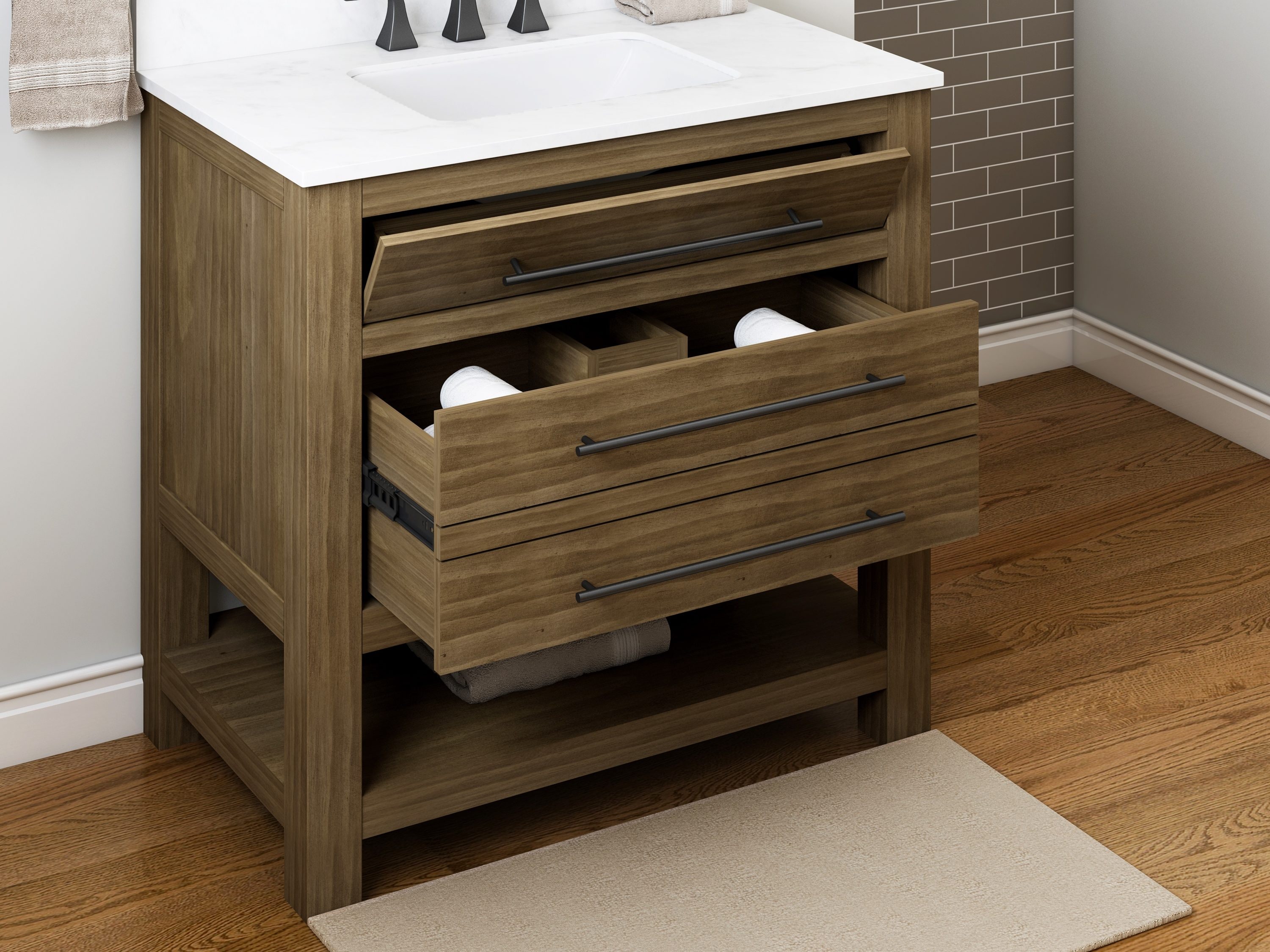 Allen + Roth Kennilton 36-in Gray Oak Undermount Single Sink Bathroom ...