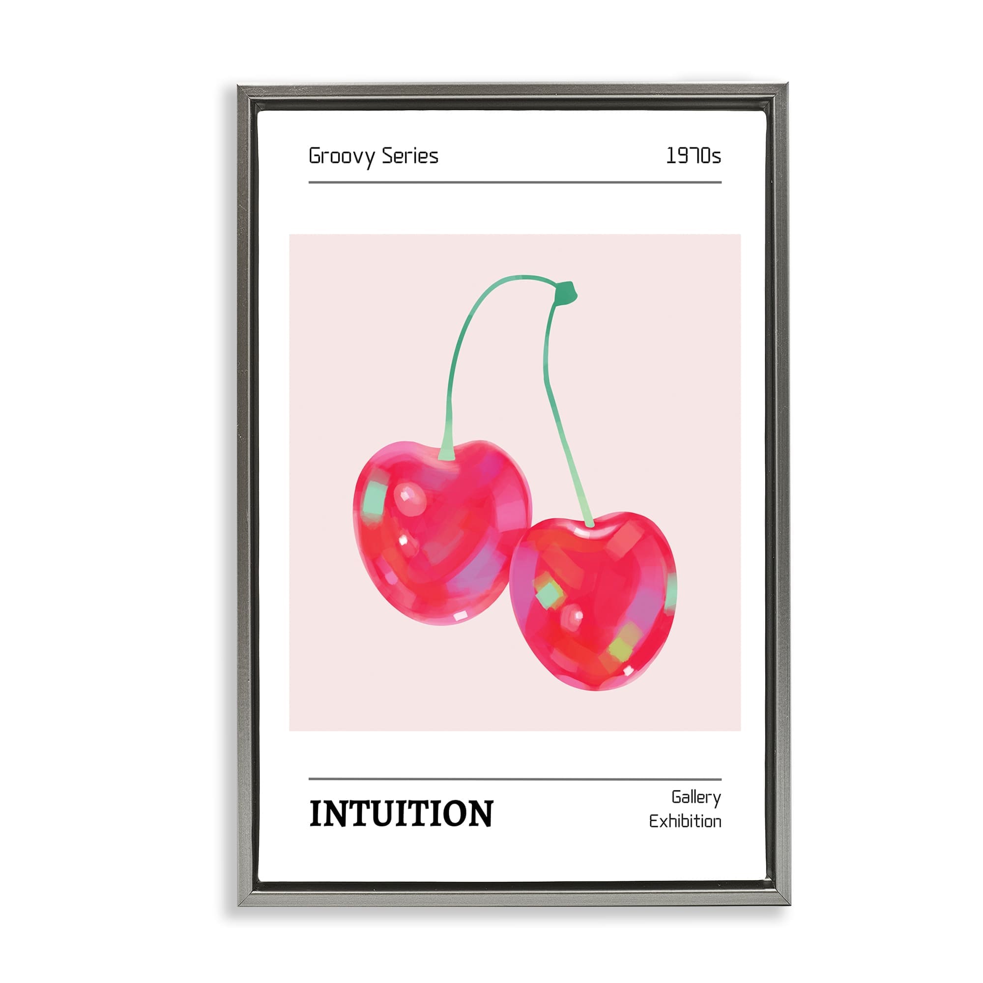 Stupell Industries BT-671-FFL-20X30 Intuition Phrase Cherries Gray Framed Floater Canvas Wall Art By LSR Design Studio 21 x 31