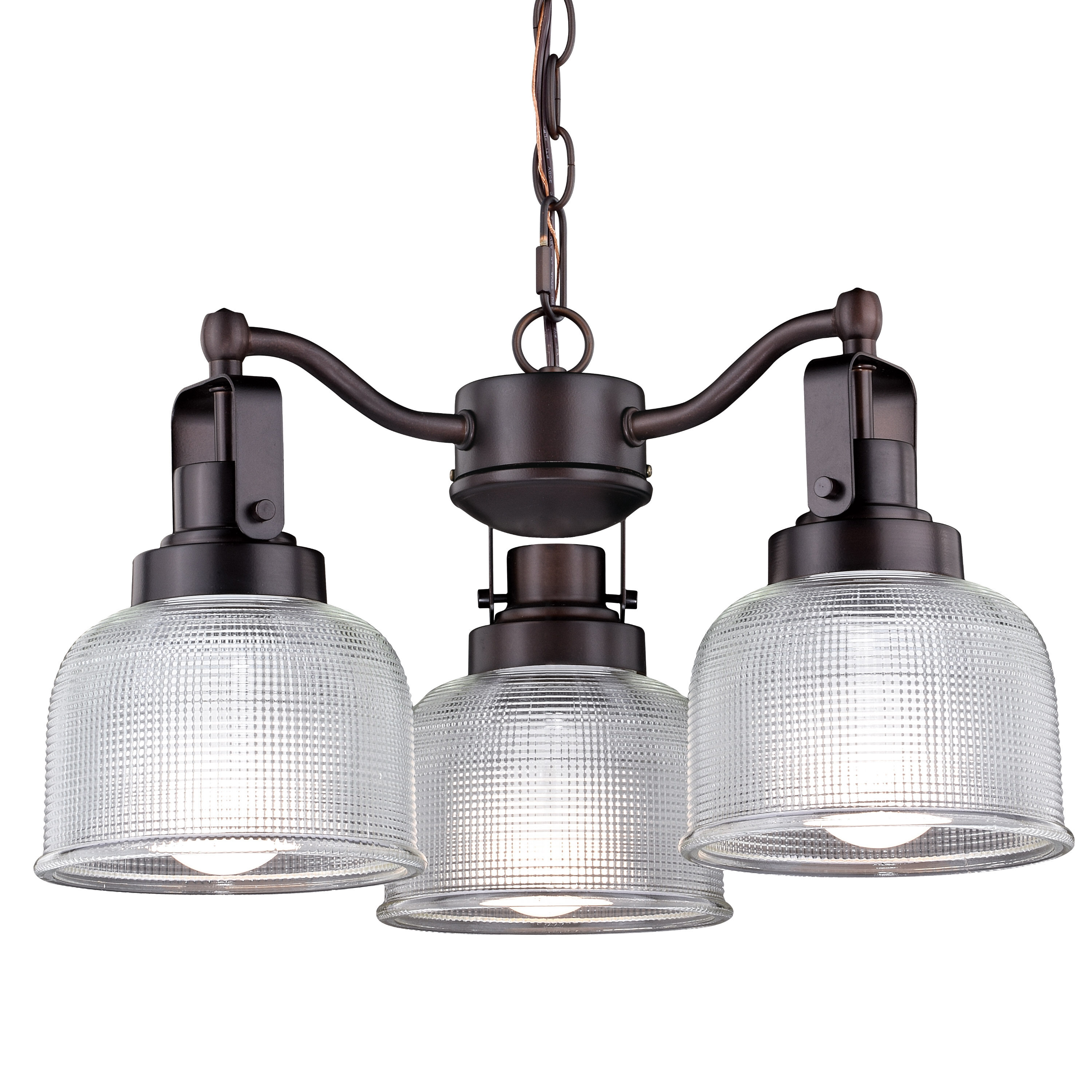 Roland Mini 16.5" Bronze Farmhouse Chandelier with Clear Prism Glass
