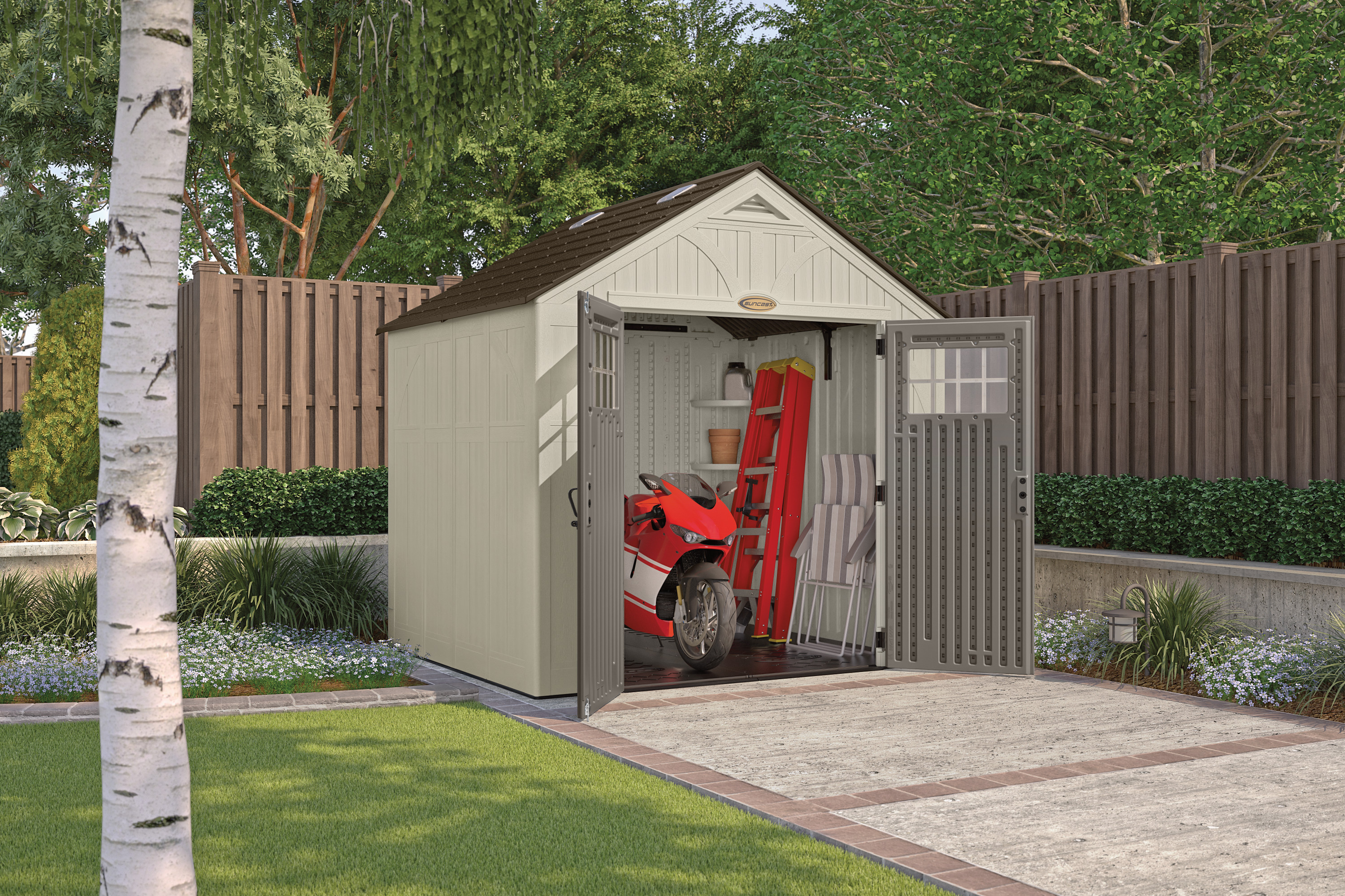 Suncast 8-ft x 7-ft Tremont Gable Resin Storage Shed (Floor Included ...