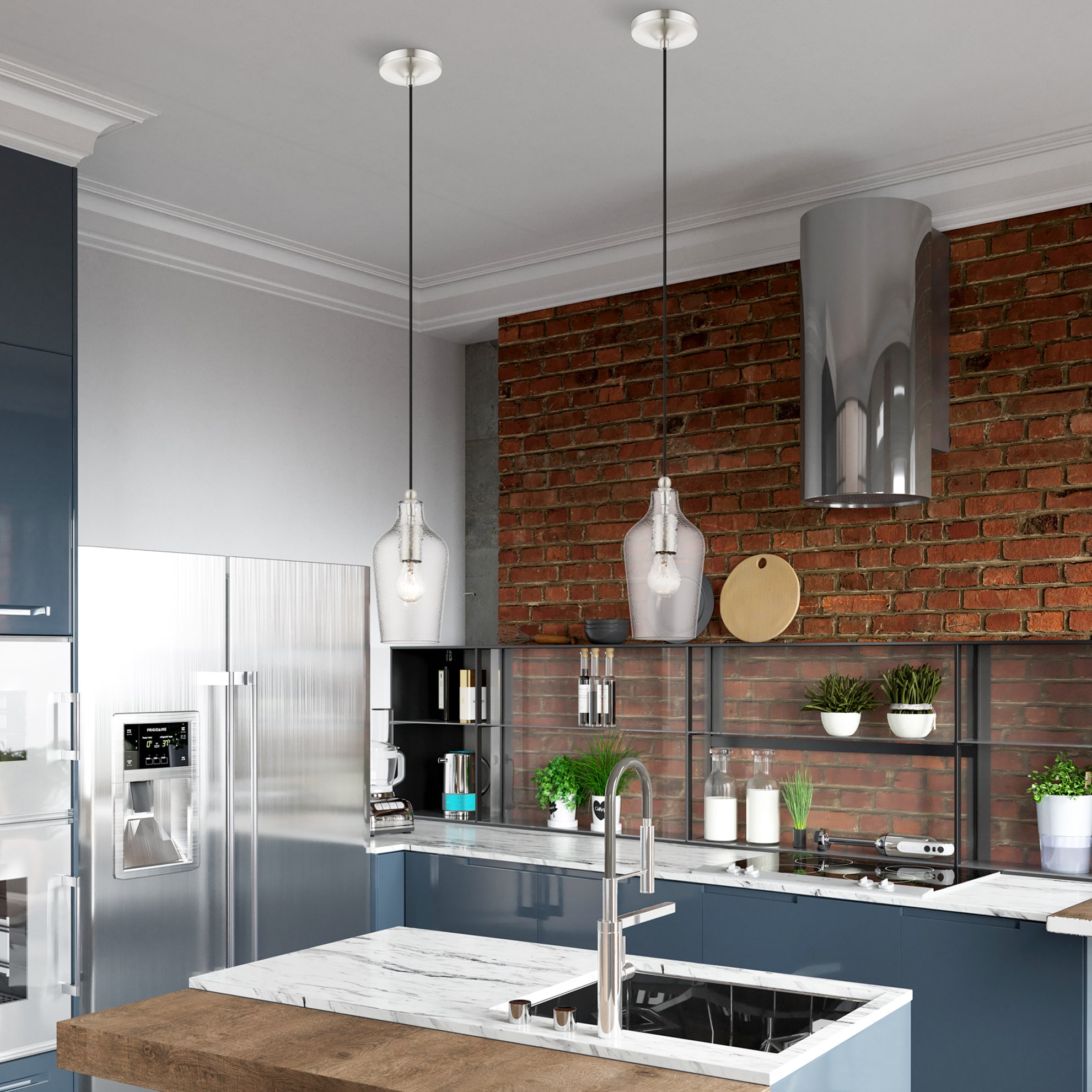 Avery Mini Jar Pendant Light in Brushed Nickel with Clear Glass