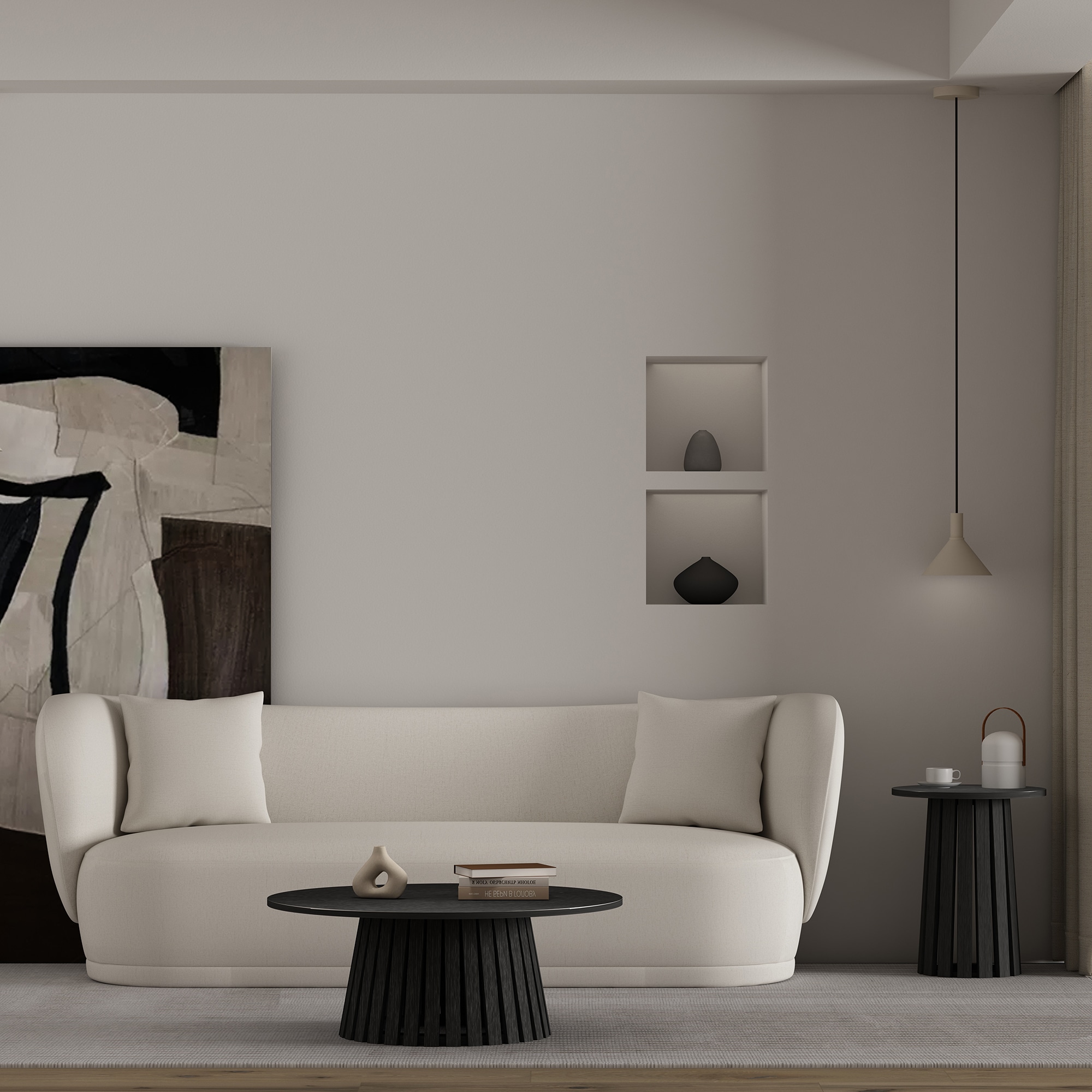 Manhattan Comfort 2-CTET1912-BK Modern 2 -Piece Black Living Room Set