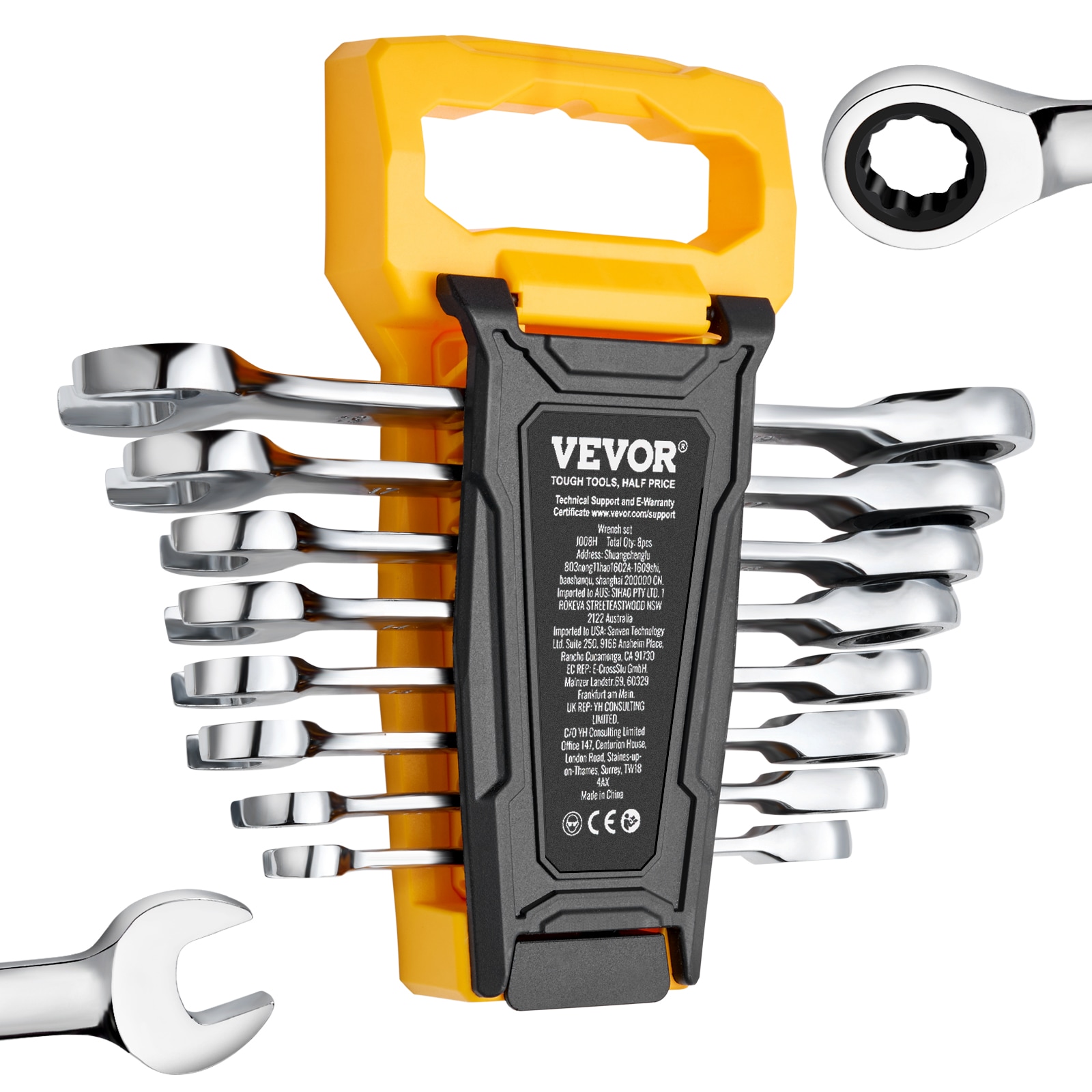 VEVOR WSQBJWS40MMYLCSWHV1 8 -Piece 1-in Metric Standard Combination Wrench (no case)