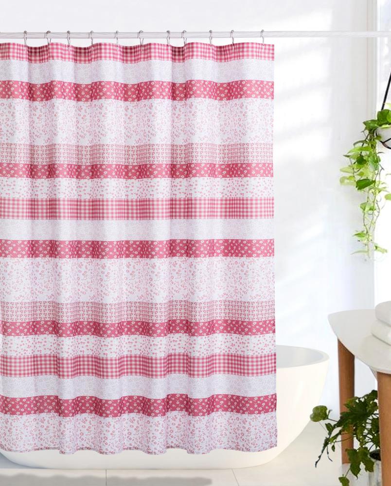 Country Living Striped 72-in W x 72-in L Rose Striped Cotton Shower Curtain  in the Shower Curtains & Liners department at 