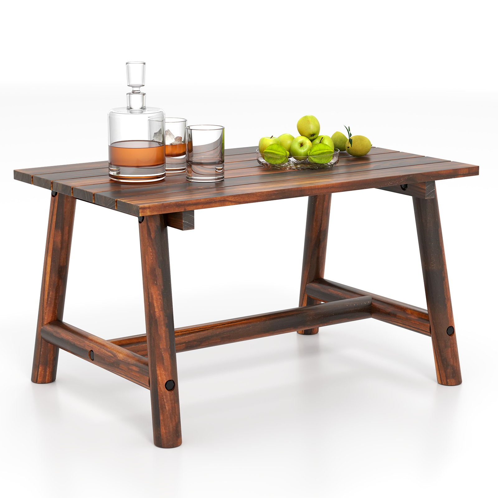 Slickblue Patio Rectangle Outdoor Coffee Table - 21.5W x 35.5L -Inches with Solid Pine and Fir Wood Slatted Top For Patio Garden or Living Room