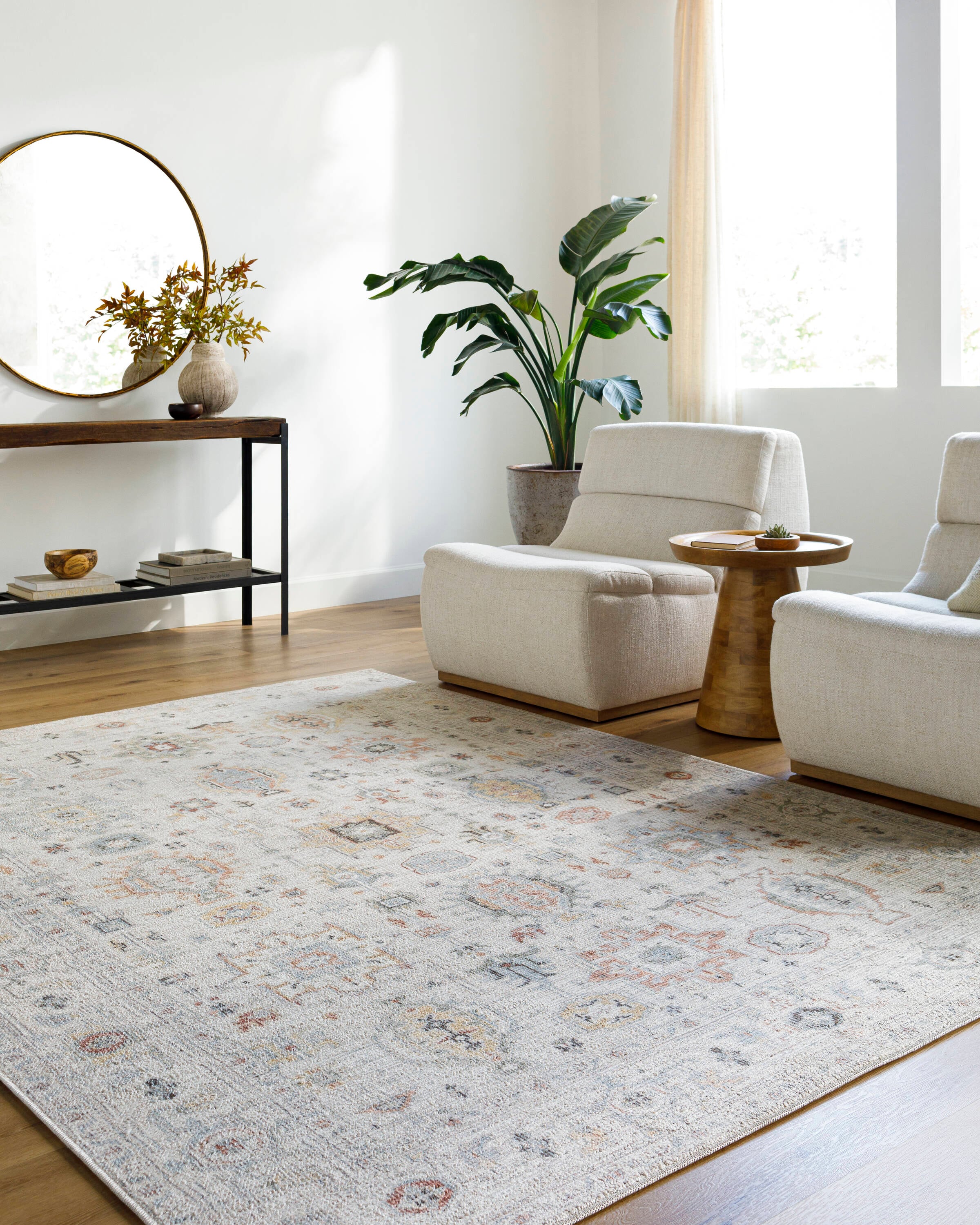 Livabliss PNWSP2300-527 Our PNW Home Spokane 5 x 7 (ft) Polyester Ivory Rectangular Indoor Damask Oriental Area rug