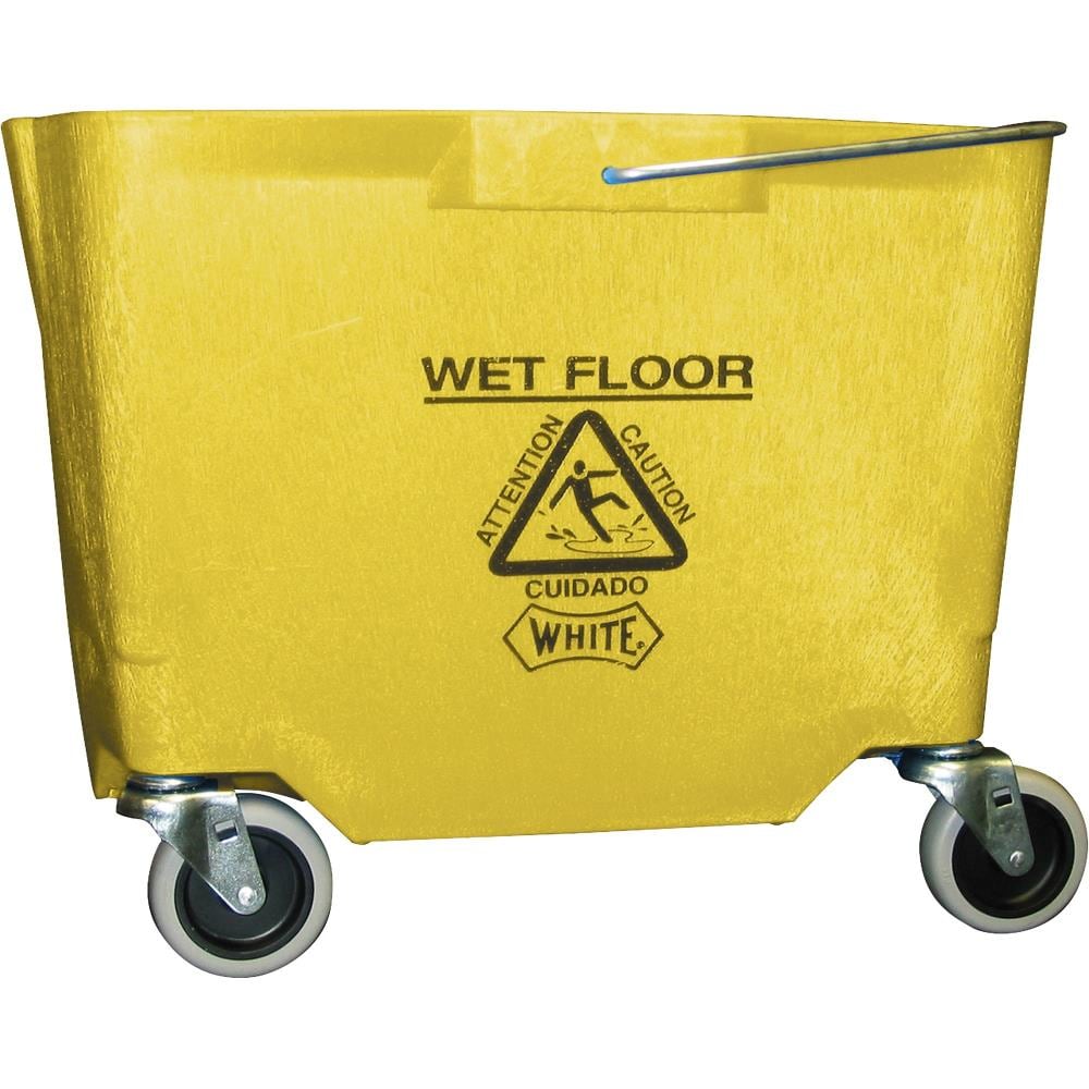 RW Clean 38 qt Yellow Plastic Mop Bucket - with Side Press Wringer - 22  1/2 x 16 1/4 x 36 1/2 - 1 count box