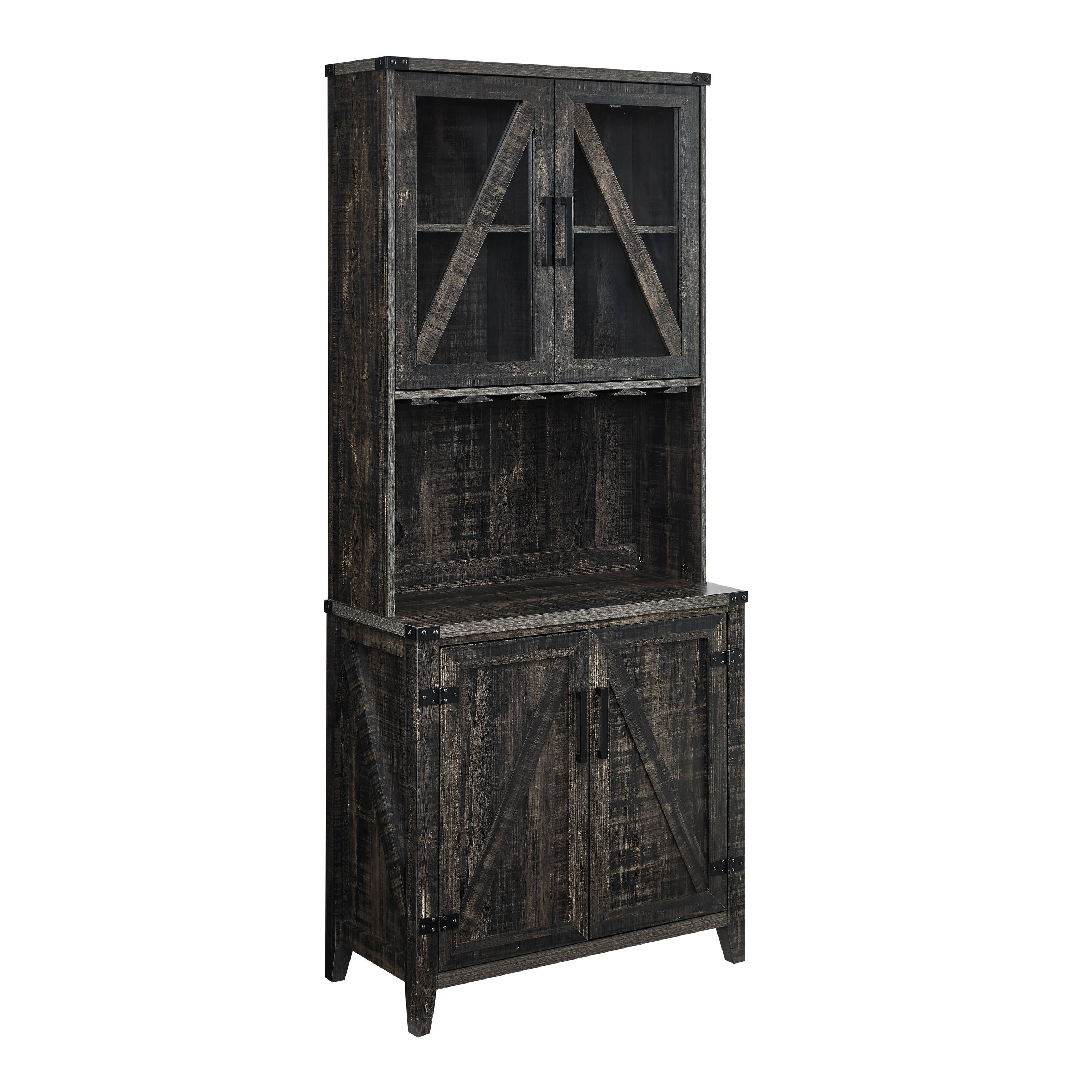 Home Source Industries Arms 32.5-in x 72-in Black Rectangle Bar Cabinet ...