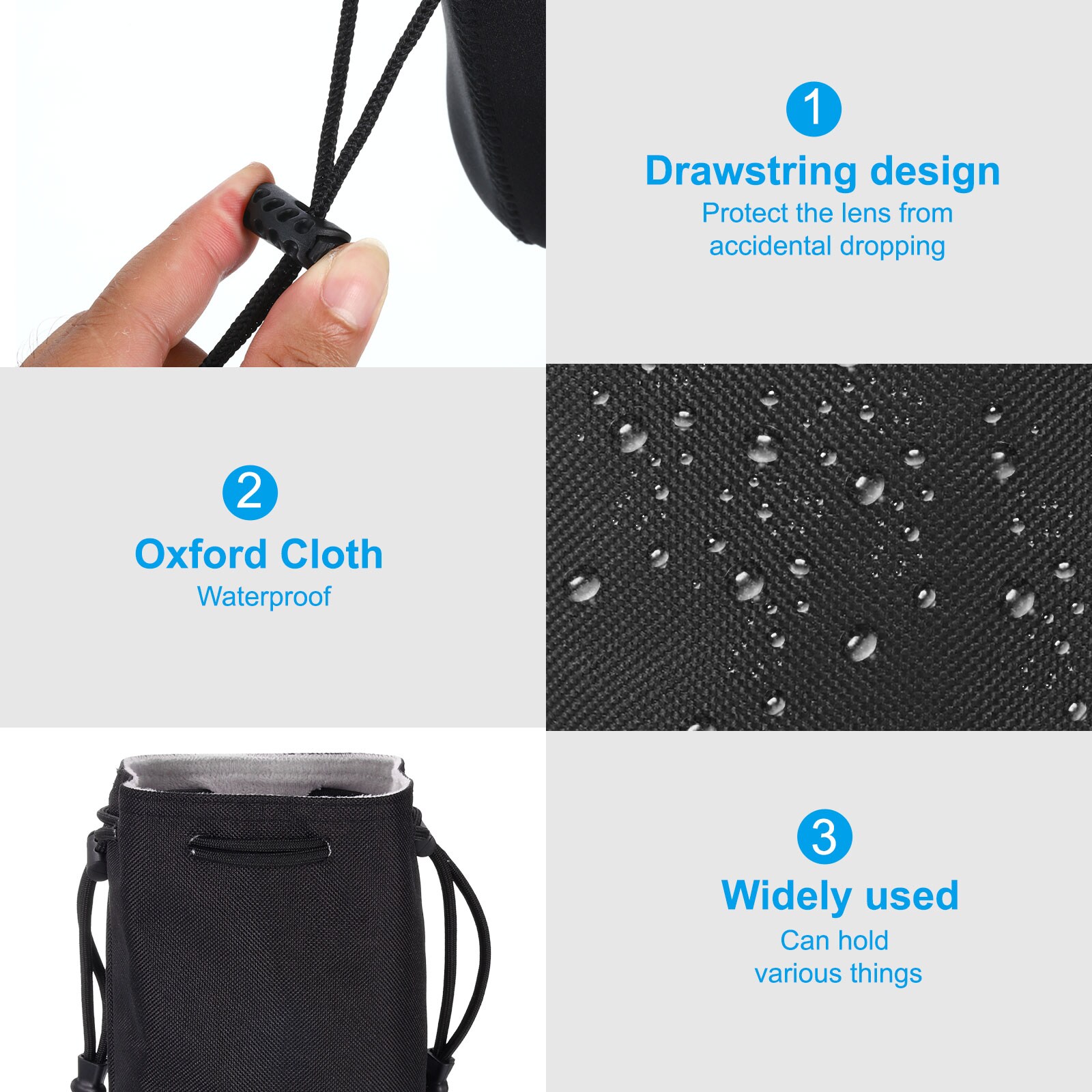 PATIKIL Soft Drawstring Lens Case Lens Pouch Bag with Cotton Pad 4.7 ...