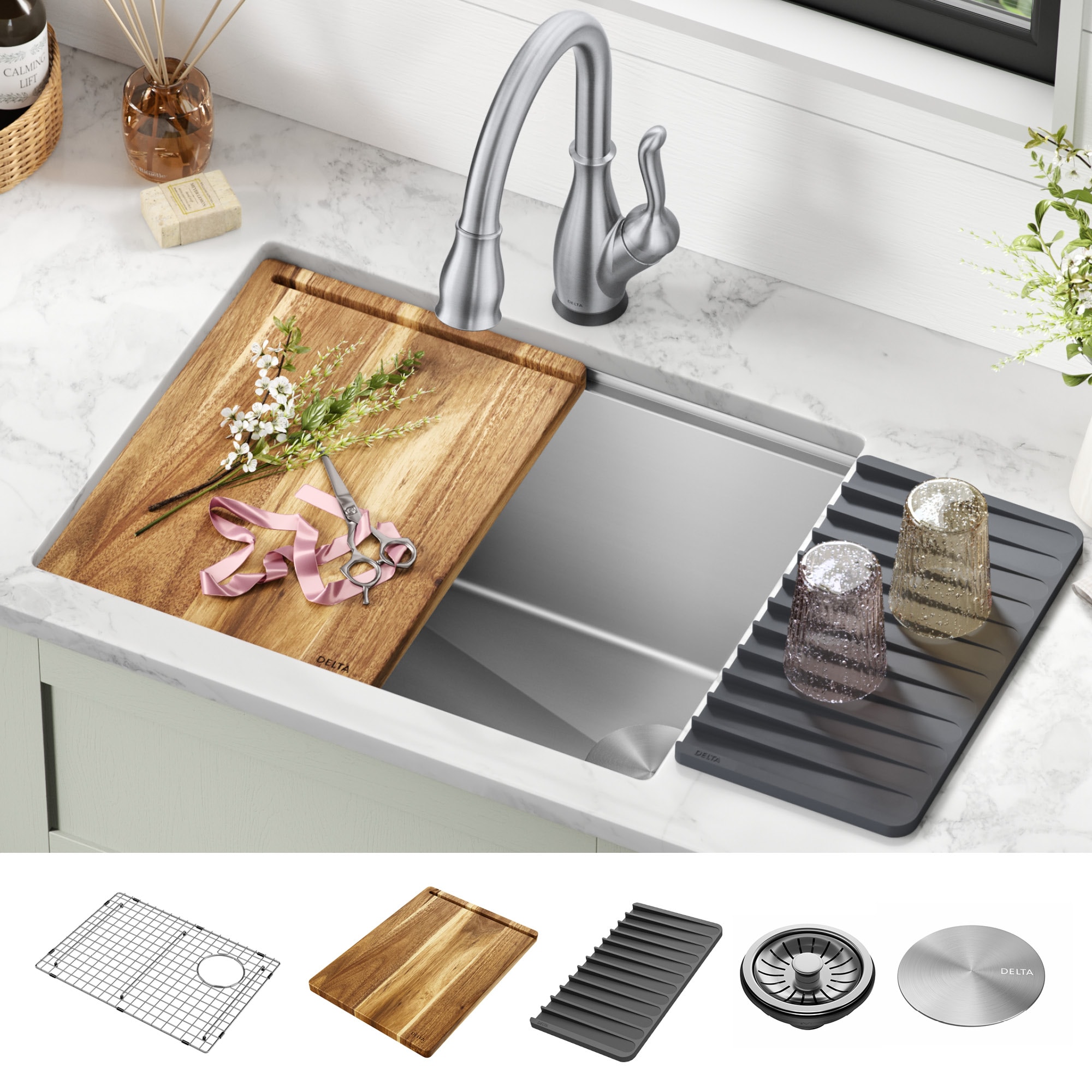 Delta 95B9132-24SL-SS 19-in x 24-in 1 -Basin Stainless Steel Undermount Laundry sink with Drain