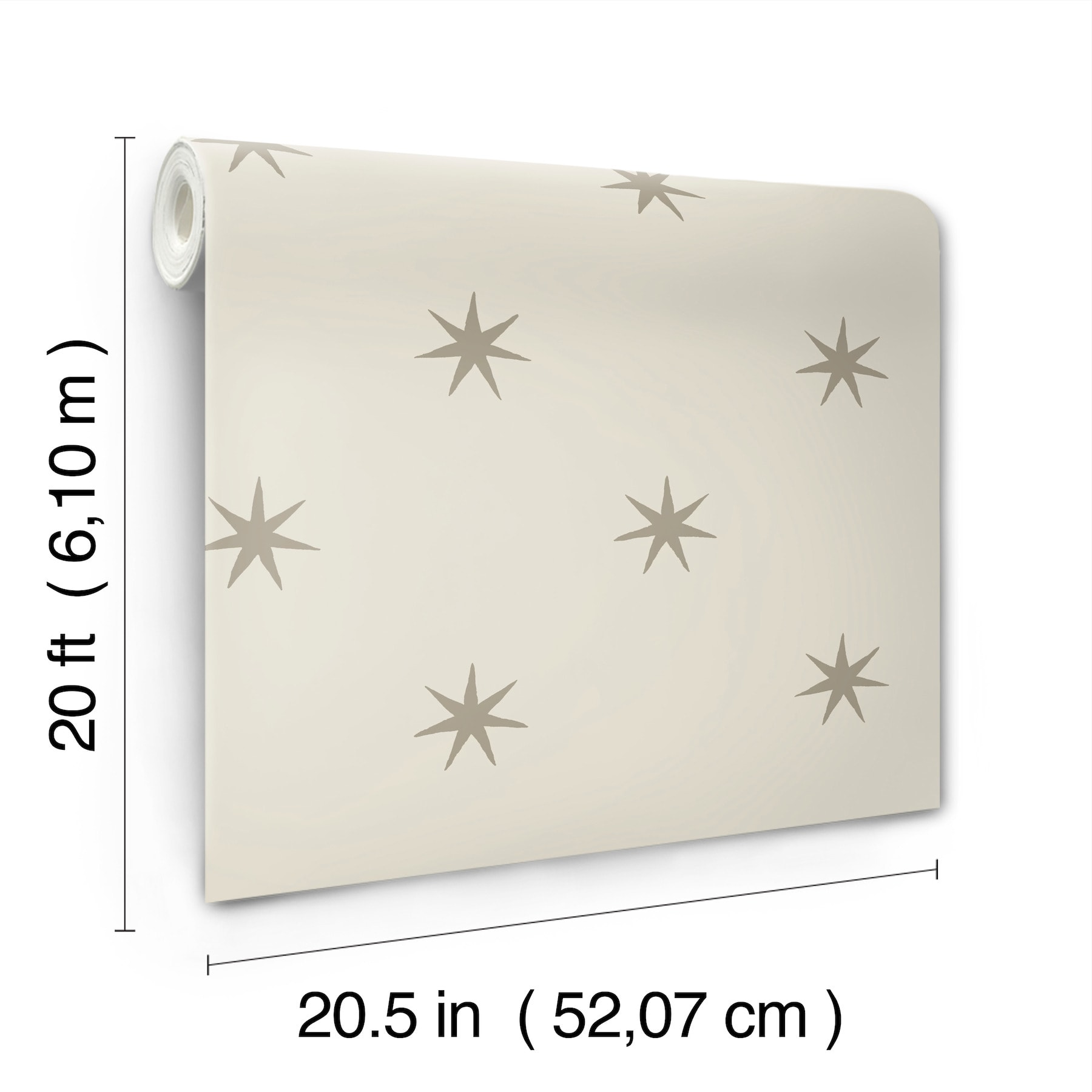 Wicker Beige and Metallic Glint Star Peel and Stick Wallpaper