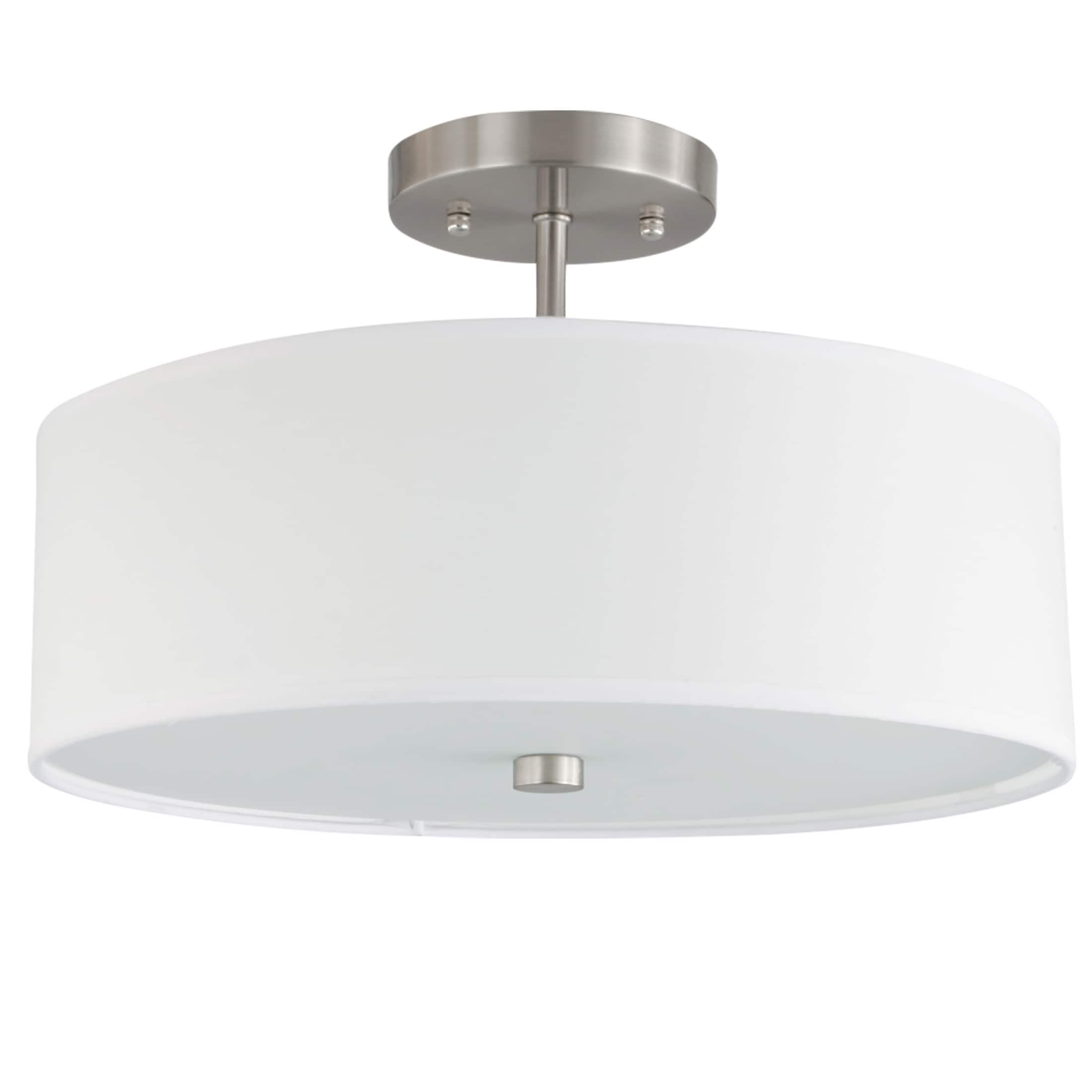 Dainolite 571-143SF-SC-WH Everly 3 -Light 14.25-in Satin Nickel Semi Flush Mount Light
