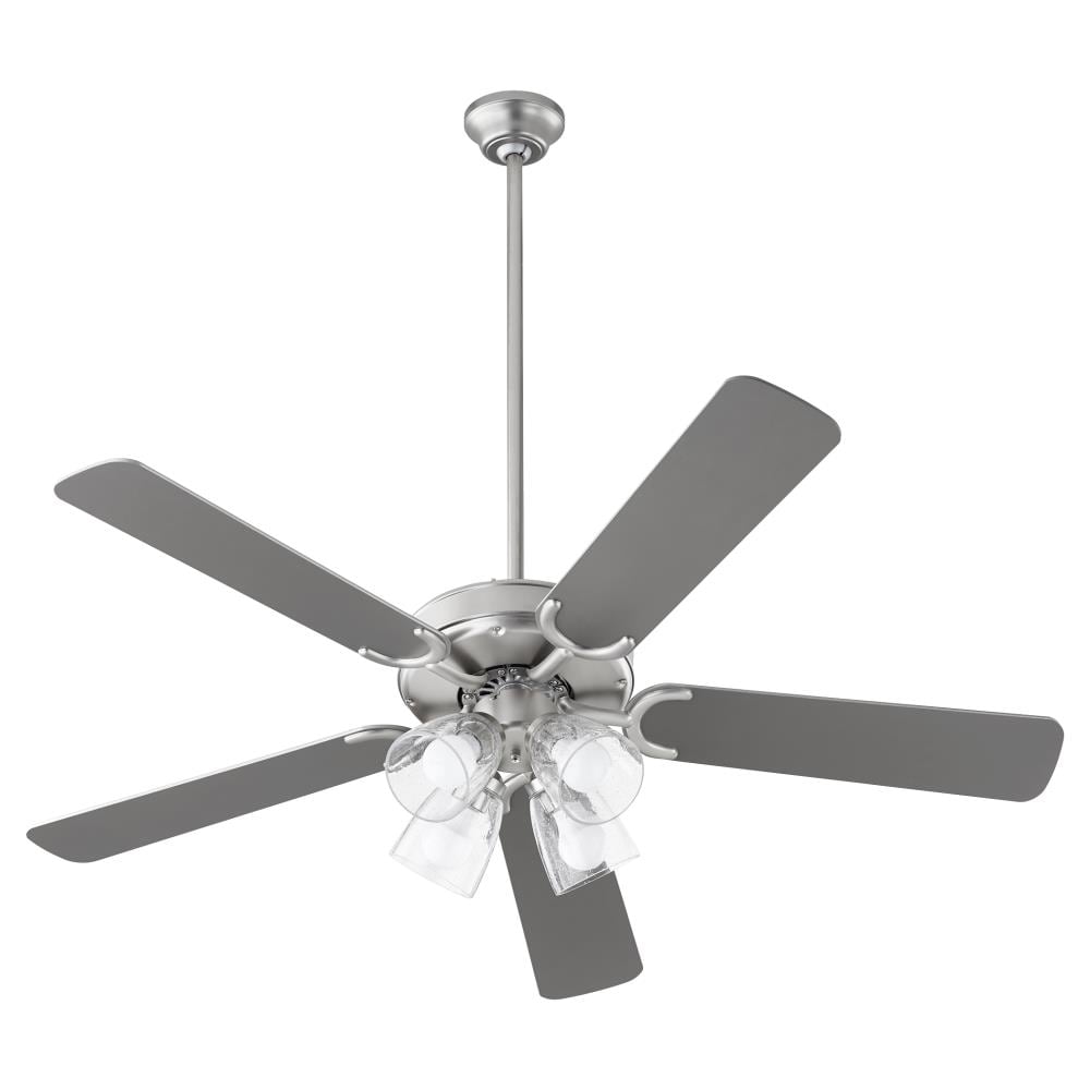 Quorum International 6525-2465 Virtue 52-Inches Satin Nickel with Silver Blades Indoor Downrod mount Standard Ceiling Fan With Light ( 5 -Blade)