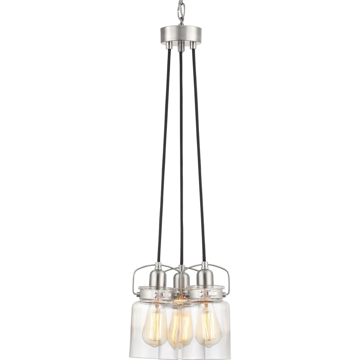 Progress Lighting P400132-009 Calhoun 3 -Light Brushed Nickel Transitional For Use in Bedrooms, Dining Rooms, Foyers, Kitchens, Living Rooms Chandelier