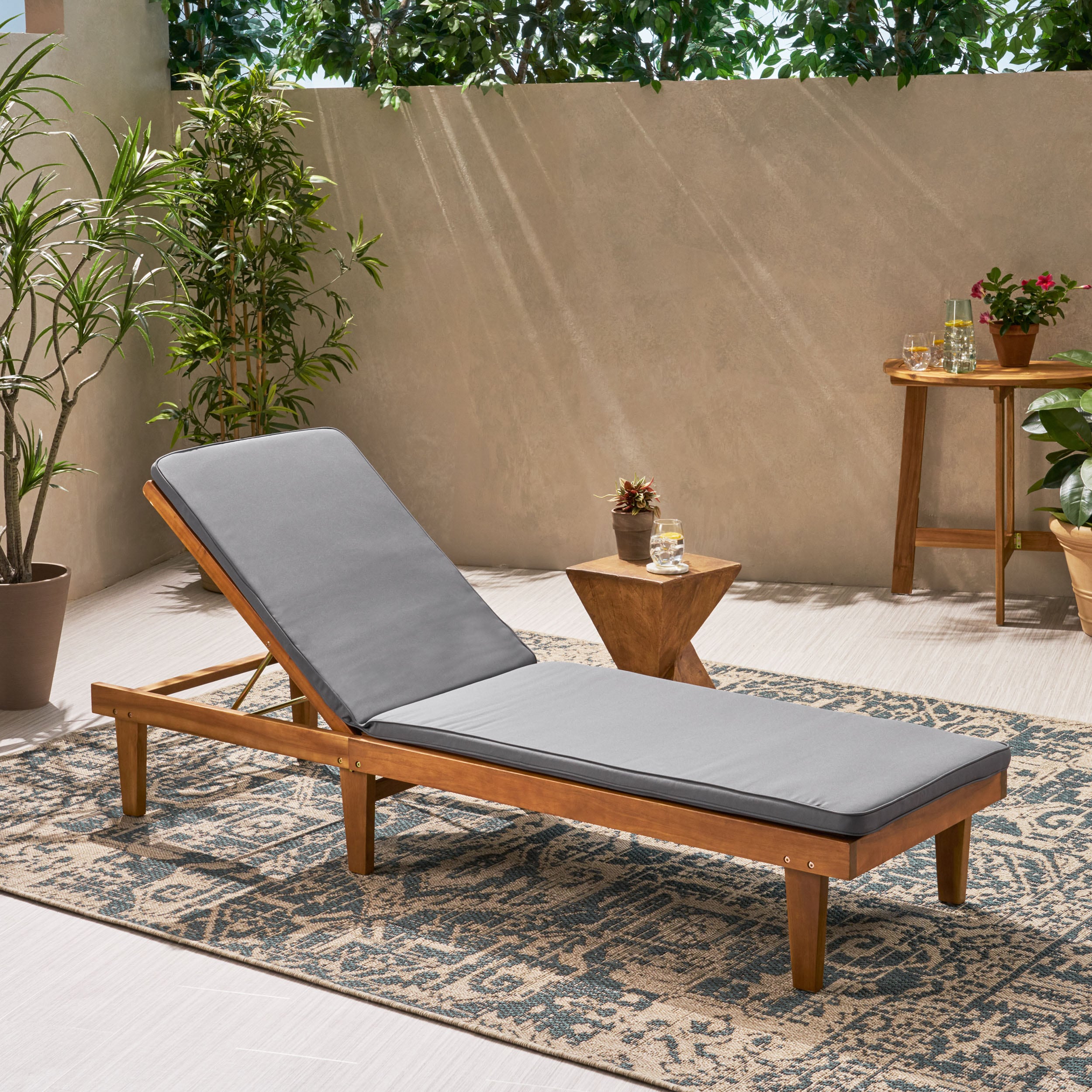 Christopher Knight Home 309781 Nadine Outdoor Chaise Lounge Cushion-Dark Grey