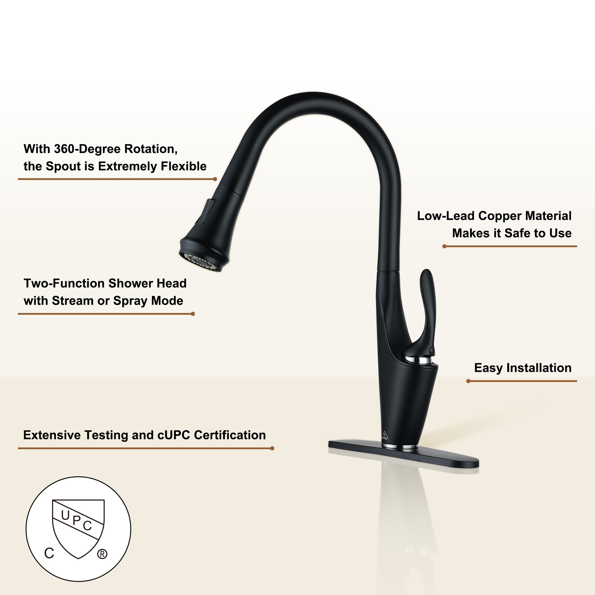 Clihome DG-KF01MB Kitchen-Faucets - View #6