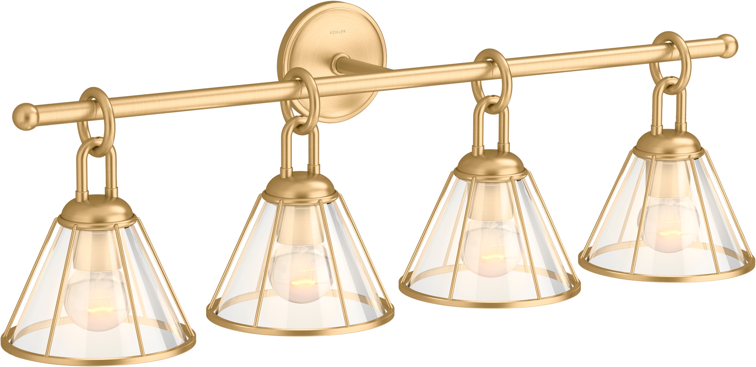 Terret 32.5" Brushed Moderne Brass Four-Light Sconce