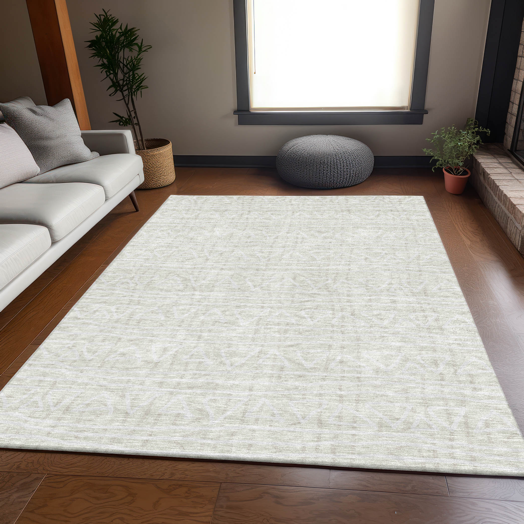 Addison Rugs ACN730IV8X10 Chantille ACN730IV 8 x 10 (ft) Polyester Ivory Rectangular Indoor/Outdoor Geometric Machine washable Area rug