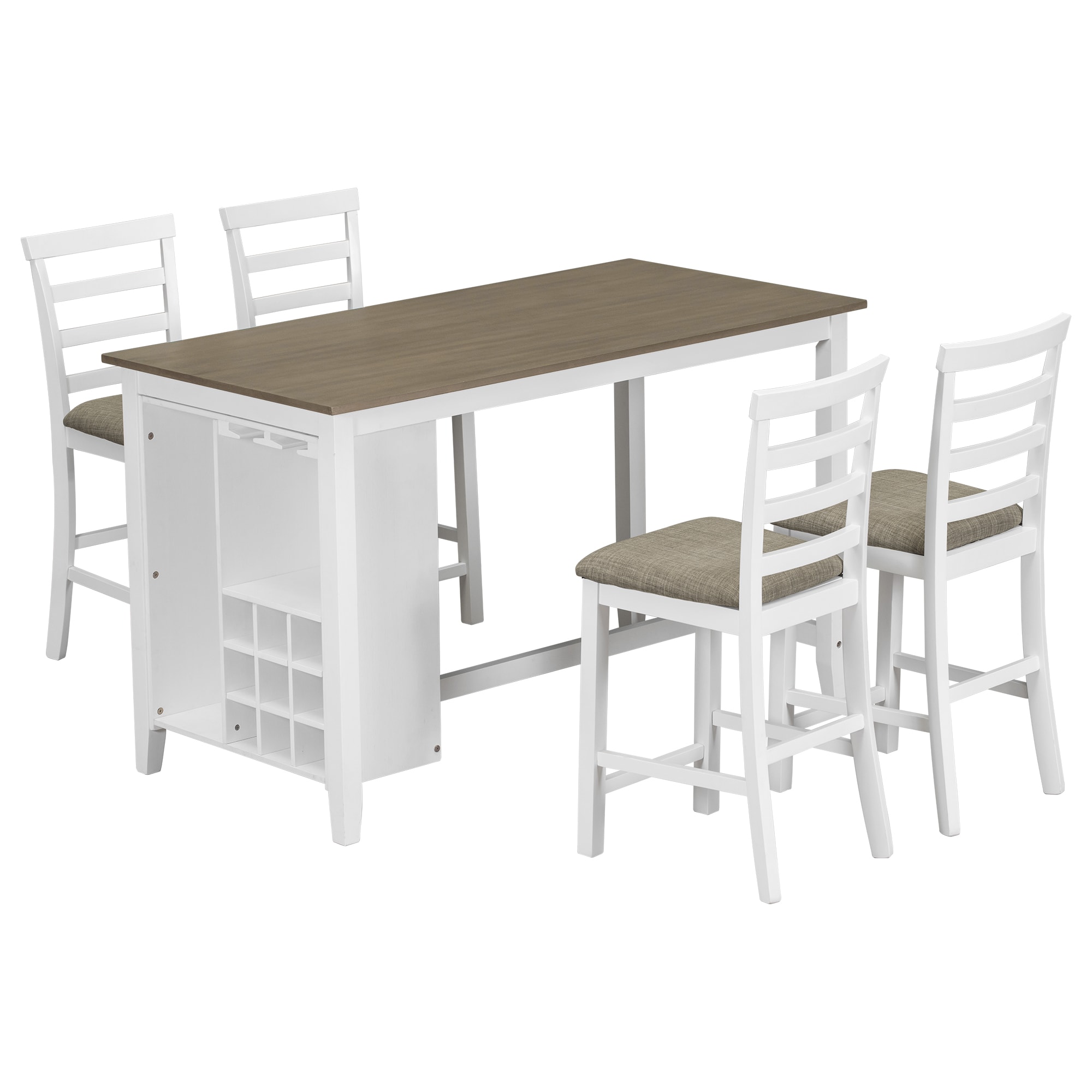 Siavonce XH39AAD Brown+Whitewash Contemporary/Modern Dining Room Set with Rectangular Table ( Seats 4 )