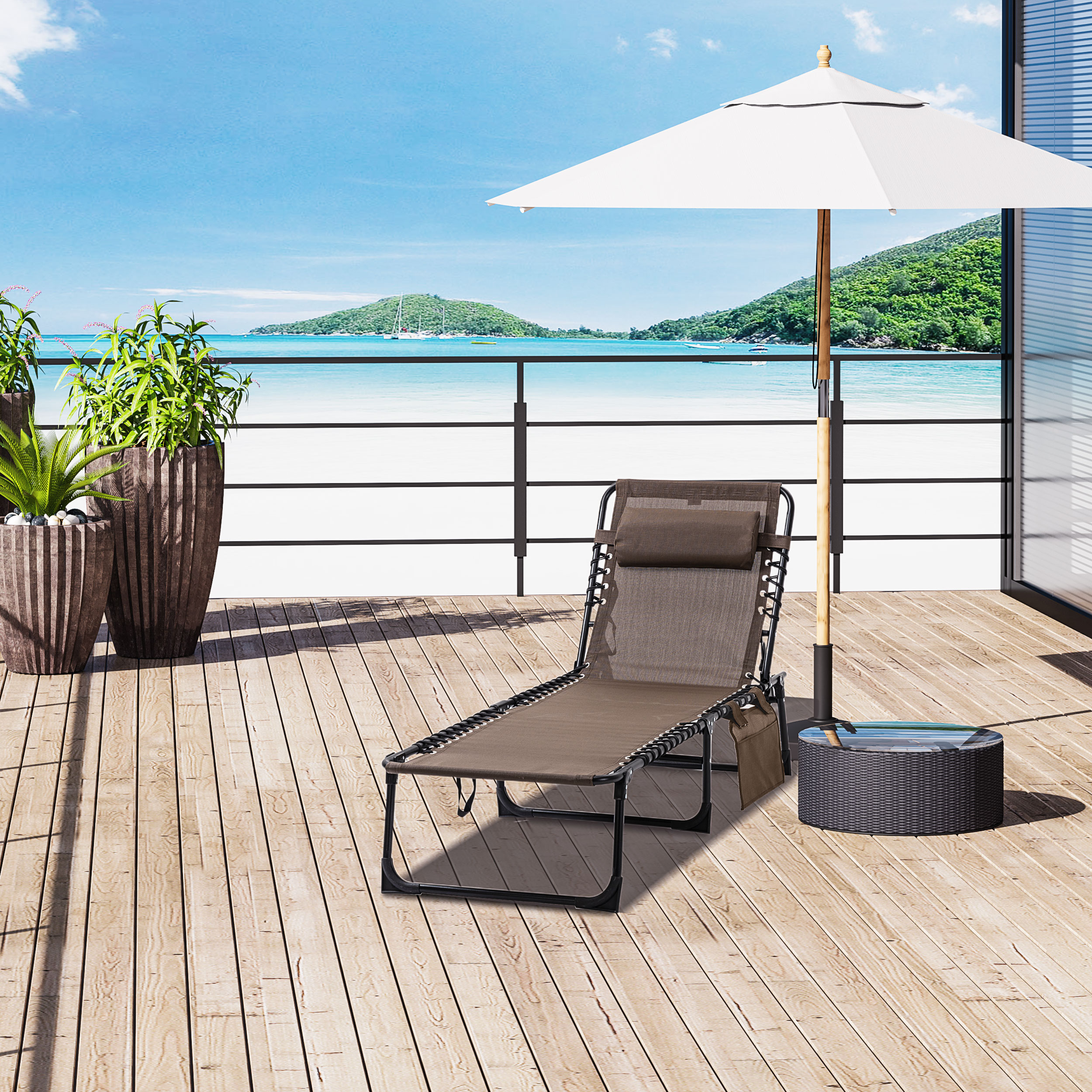 Dexmalle W2225P174382 Lounge Chair with Adjustable Backrest and Removable Pillow