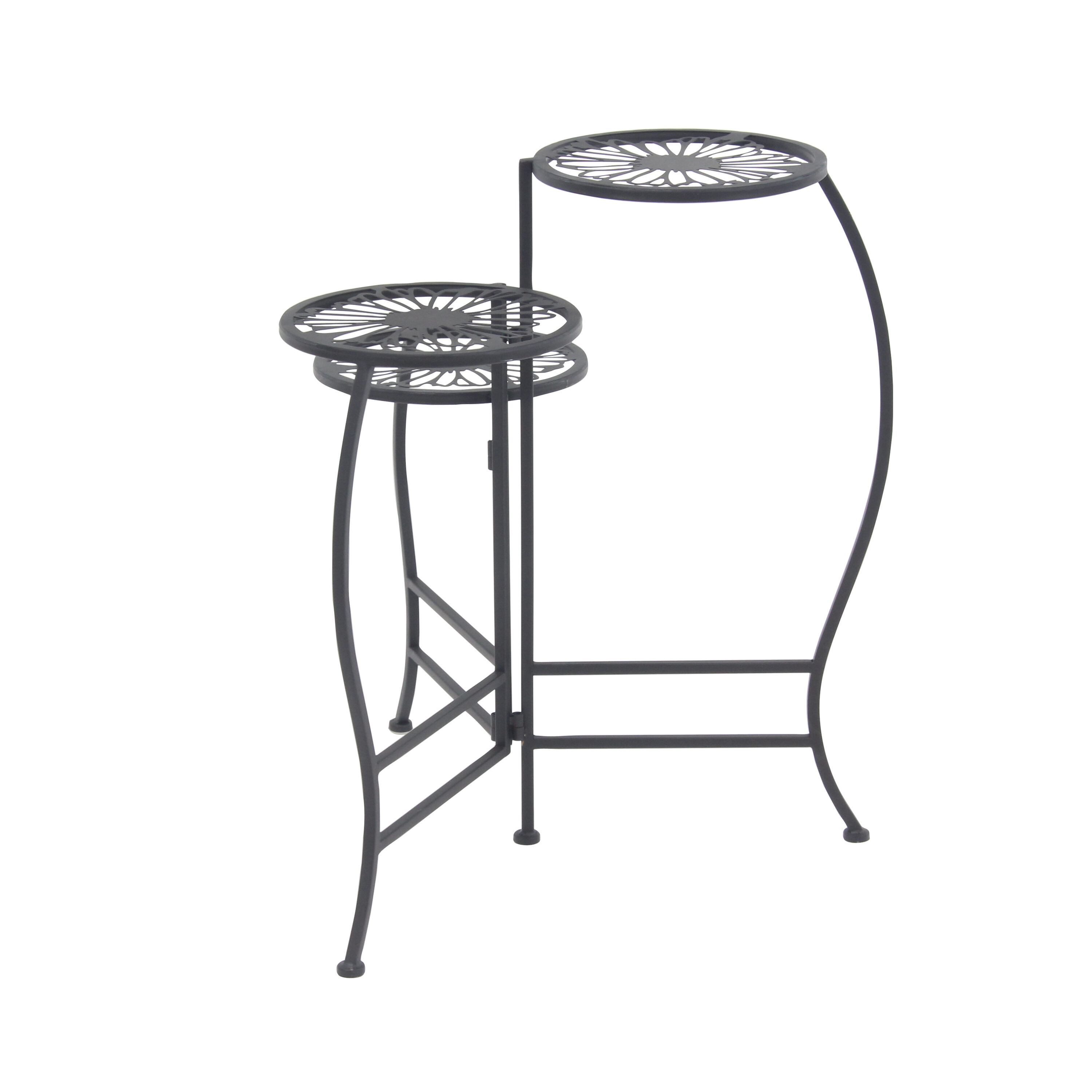 Grayson Lane 24-in H x 38-in W Polished Black 3 Tier Indoor/Outdoor ...