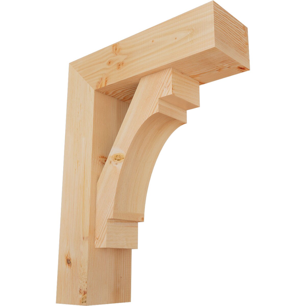 Ekena Millwork 1463376 Merced block smooth bracket with offset brace Douglas Fir Wood Standard Bracket