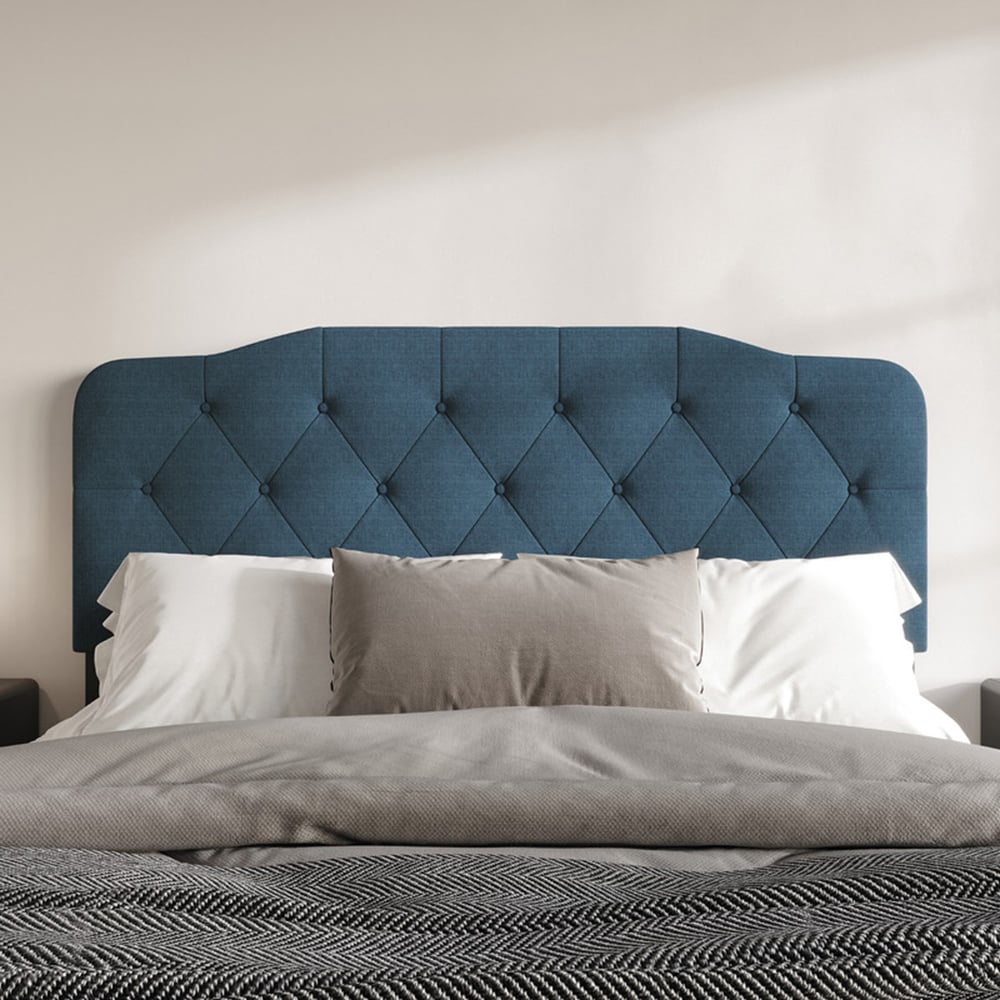 Home Design - Denim Blue King Linen Upholstered Headboard