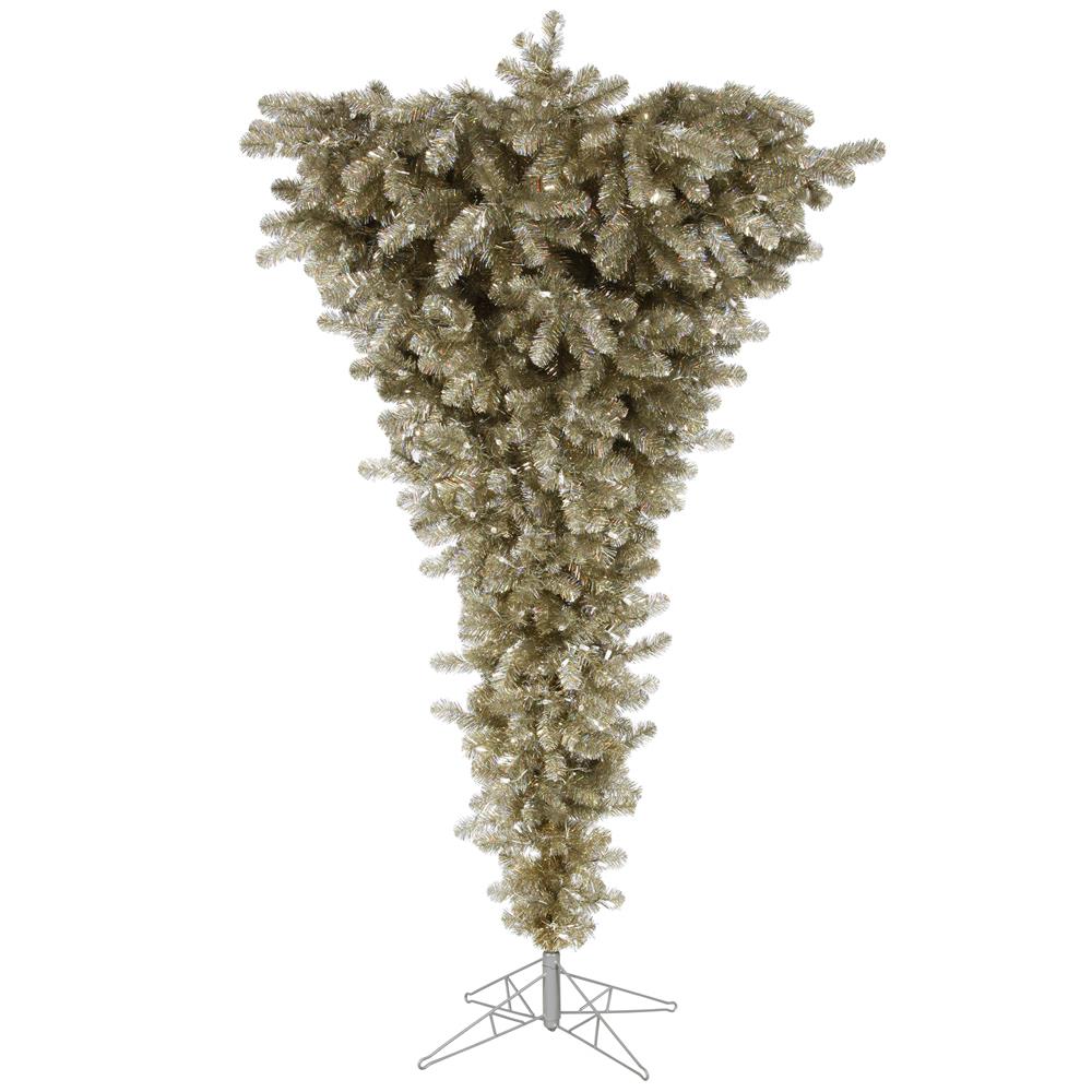 Vickerman A107775 7.5-Feet Upside-down Champagne Artificial Christmas Tree