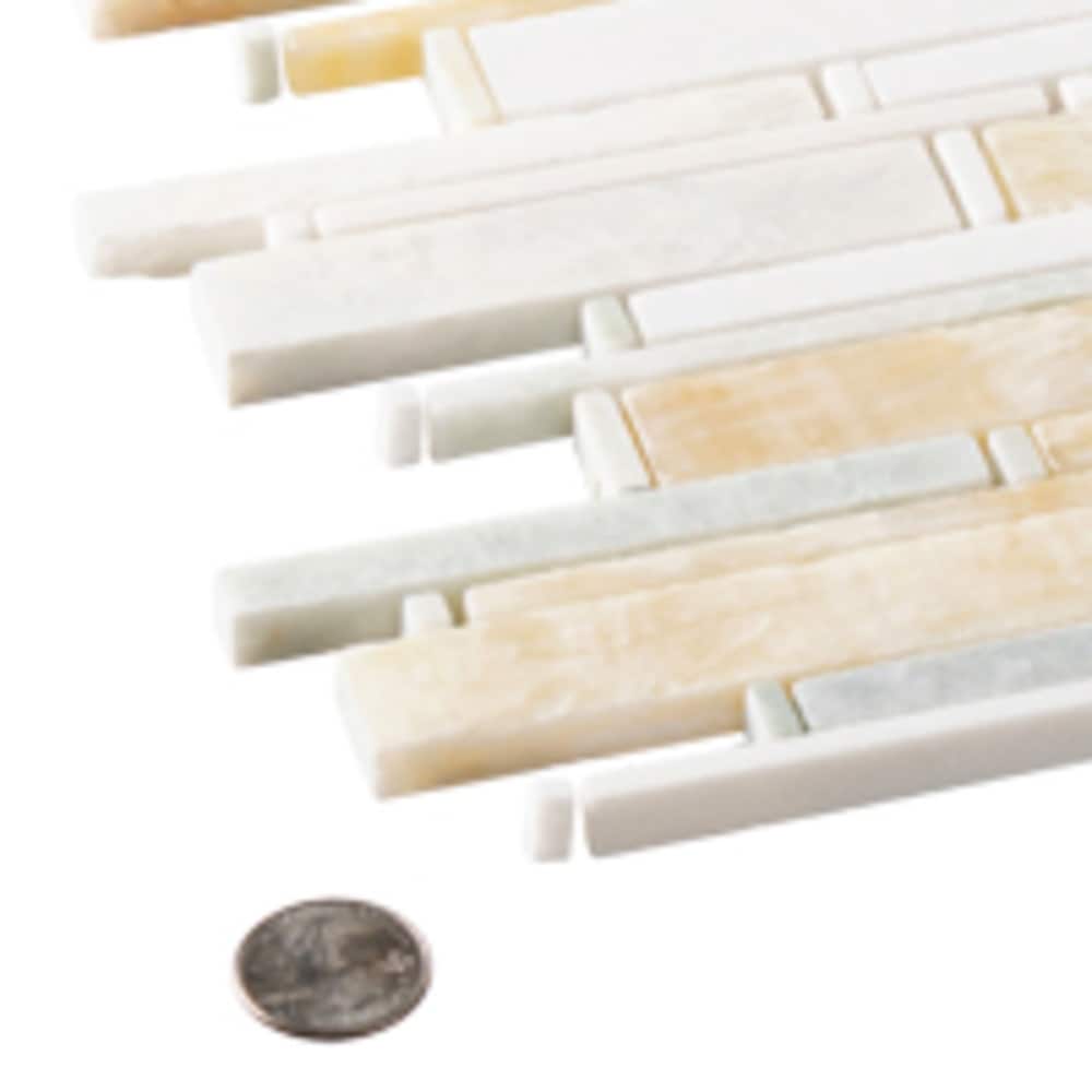 Knoll Orange and White Marble Mosaic Tile