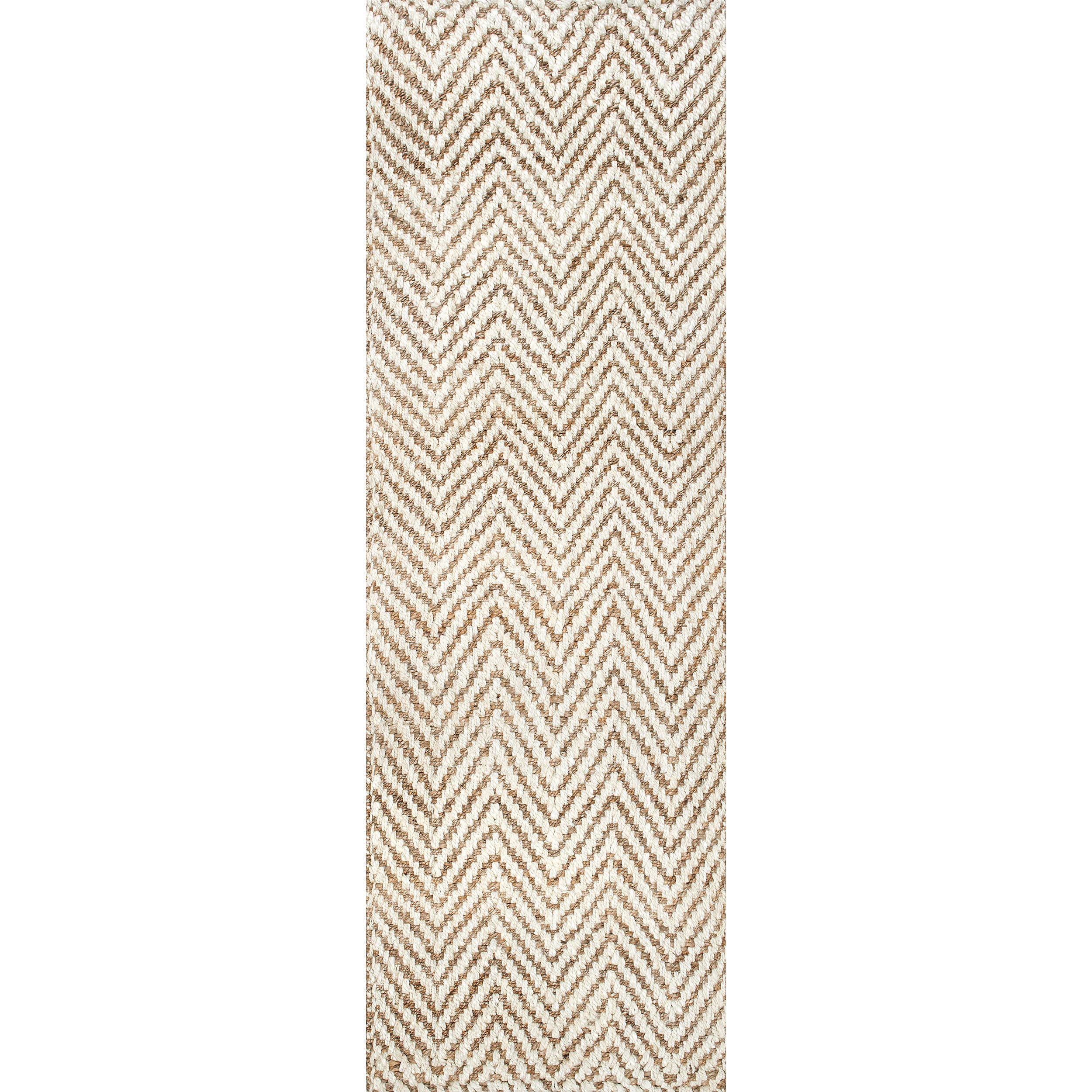 nuLOOM CLWA03A-2608 2 x 8 (ft) Jute Off White Rectangular Indoor Chevron Area rug