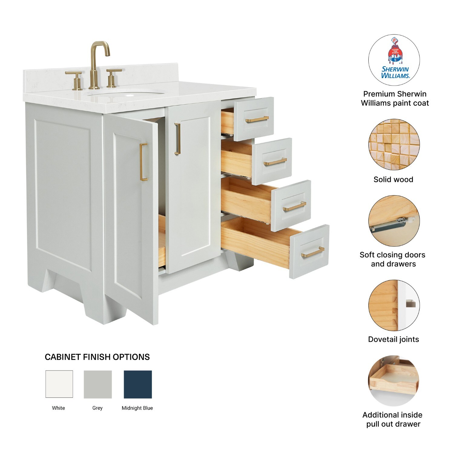 ARIEL Q036SLCQOVOGRY Bath-Vanity-Combo - View #5