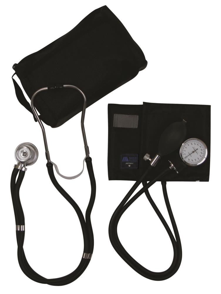 HealthSmart Manual Home Blood Pressure Monitor with Standard Cuff and Stethoscope, Black