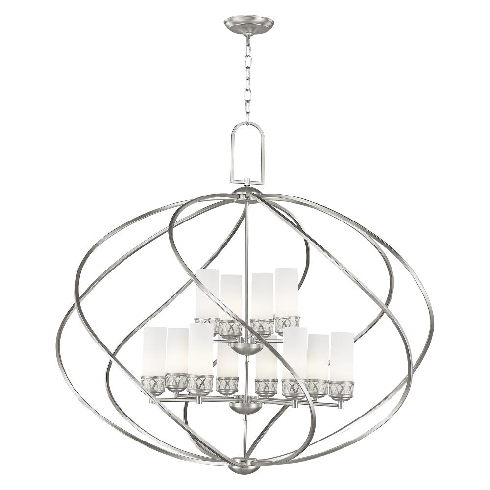 Livex Lighting 47199-91 Westfield 12 -Light Brushed Nickel Transitional For Use in Bathrooms, Bedrooms, Dining Rooms, Foyers, Kitchens, Living Rooms Chandelier