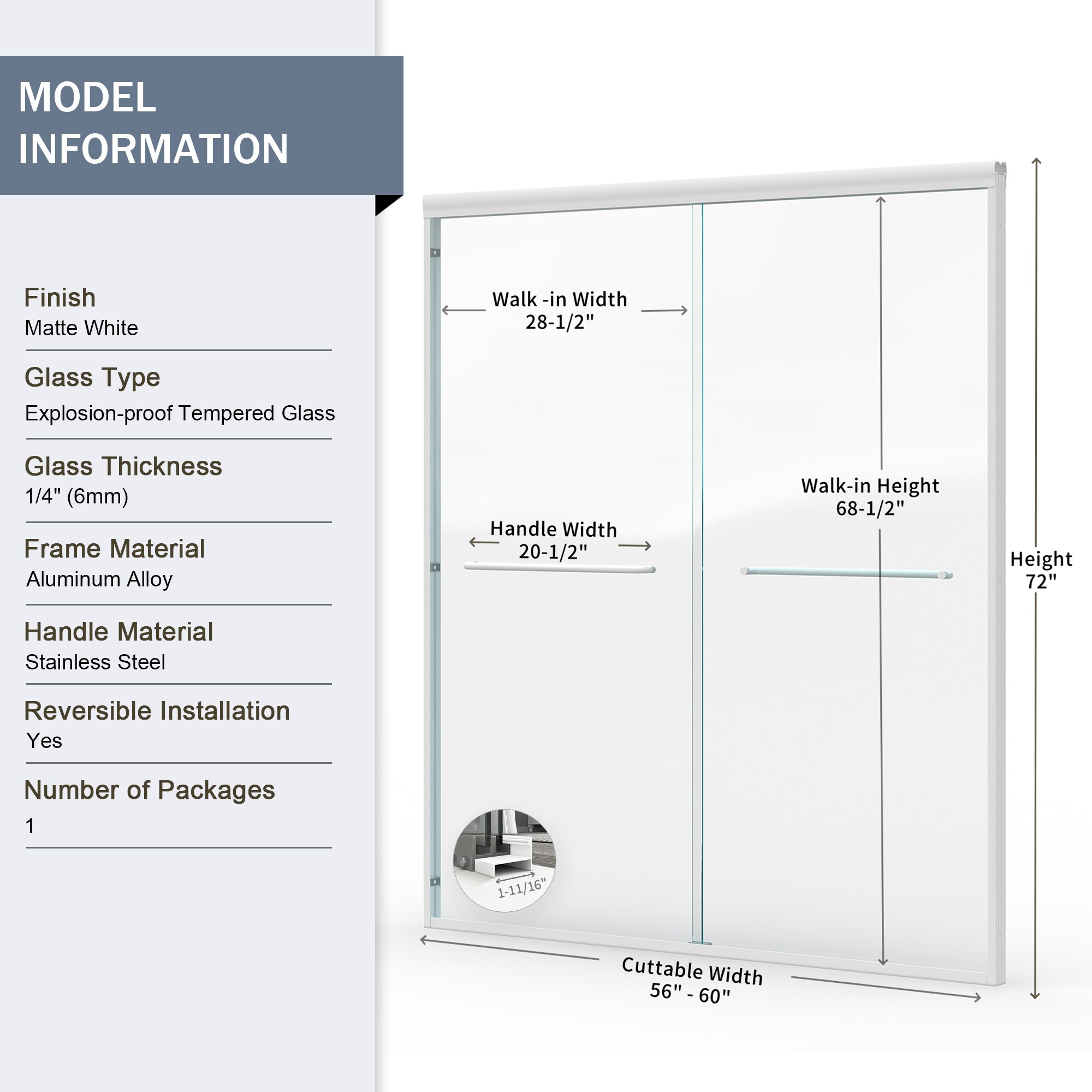 GLANZEND 6514QDRZI Shower-Doors - View #7