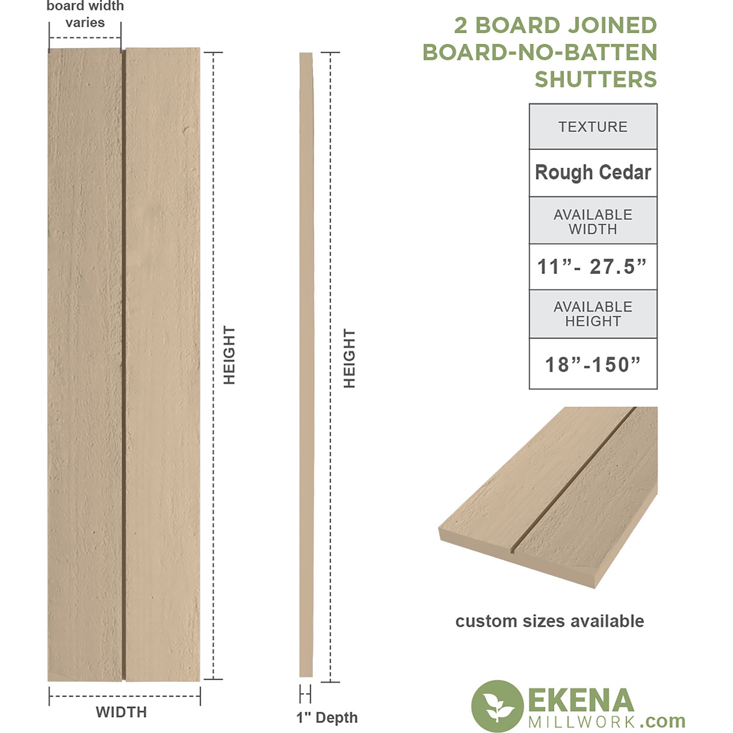 Ekena Millwork SHUBJN11X24RCPR Exterior-Shutters - View #12