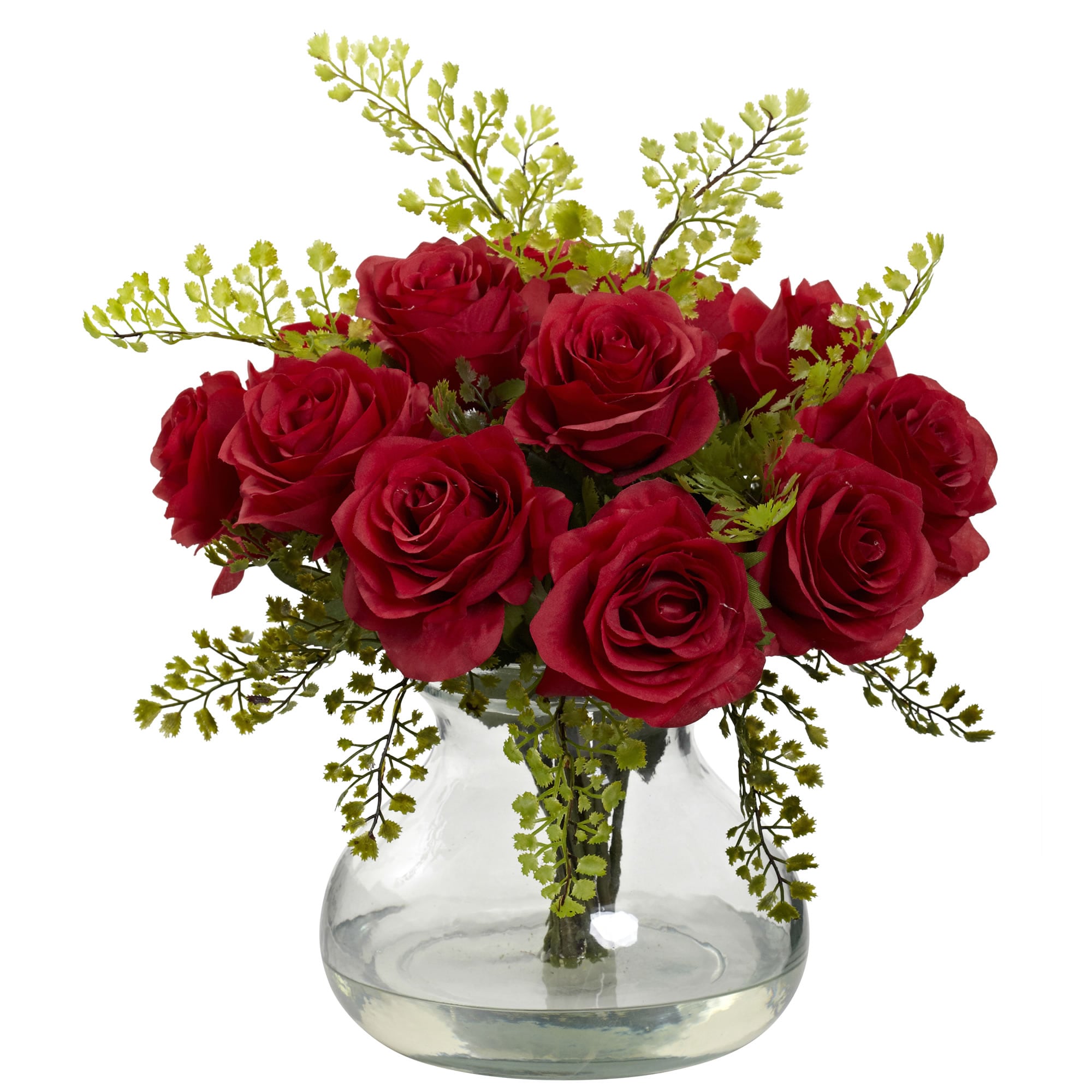 Nearly Natural 1366-RD 14-in Red Indoor Rose Artificial Flower