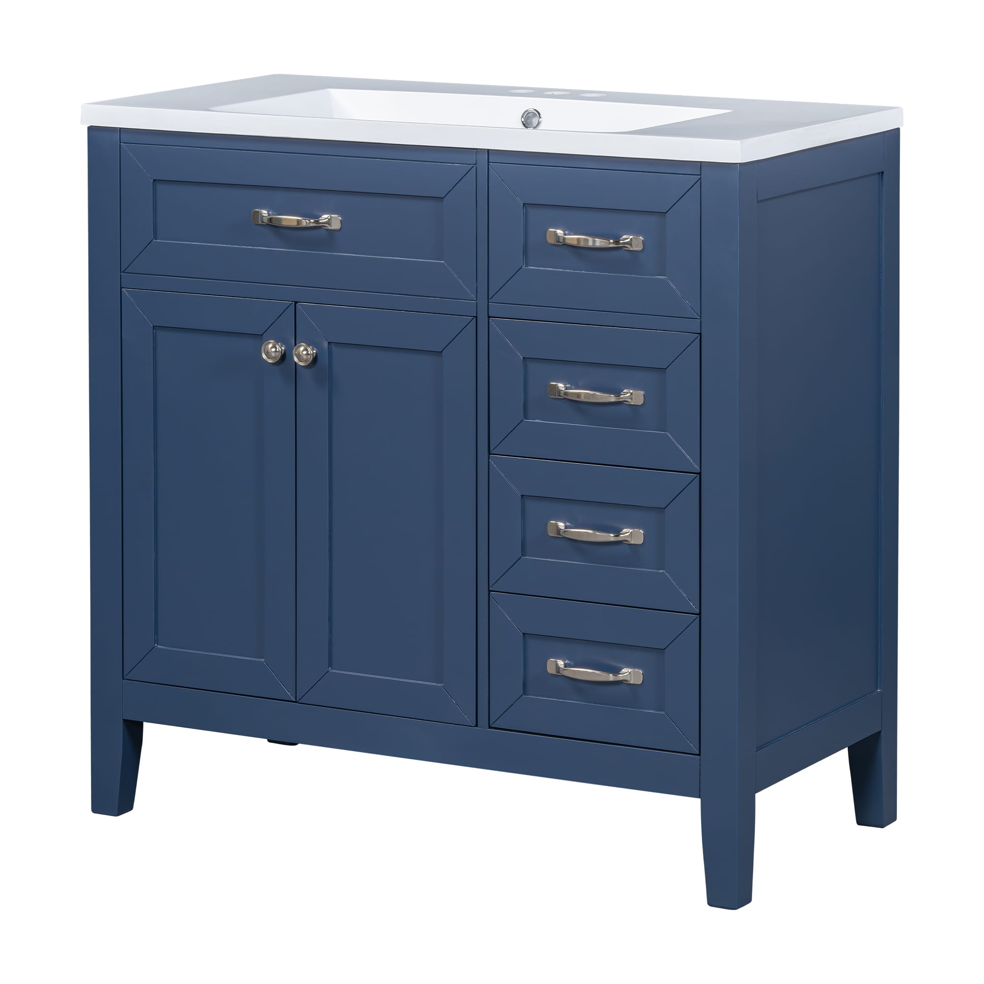 Vynxaria LEXY1214-DJYS-SZT029 36 Inch Bathroom Vanities BlueGray Vanity Ensemble with Triple Drawer CabInchet 35 Inch H