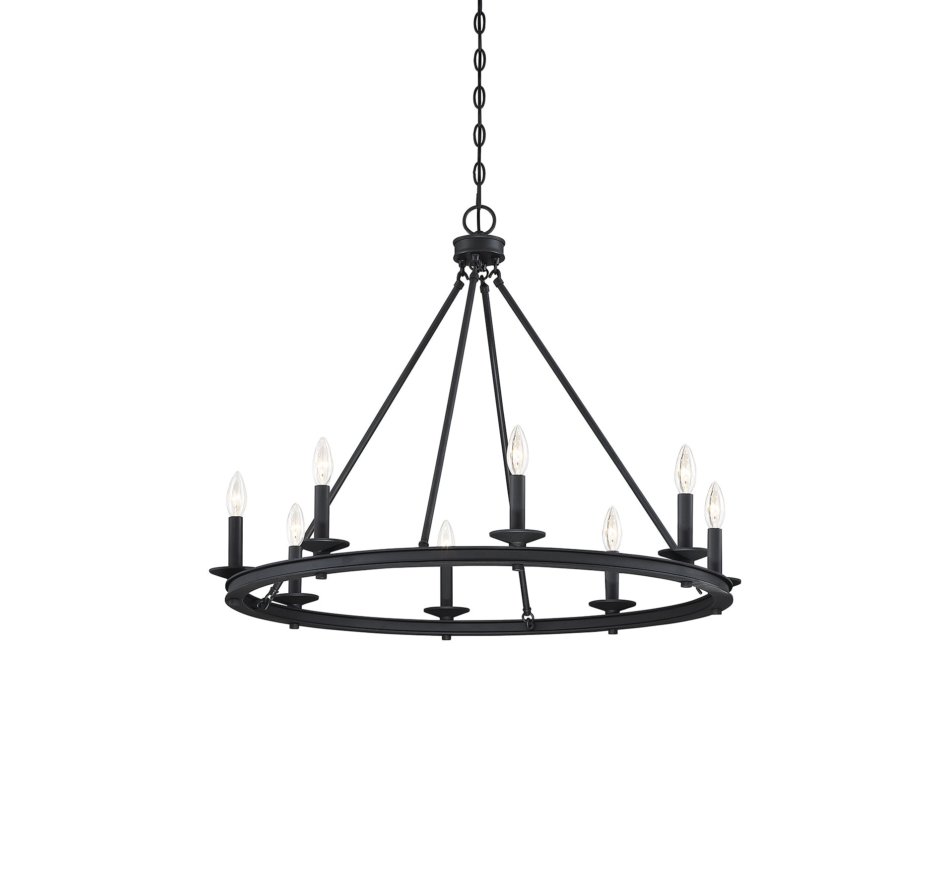 Matte Black 8-Light Metal Candle Chandelier