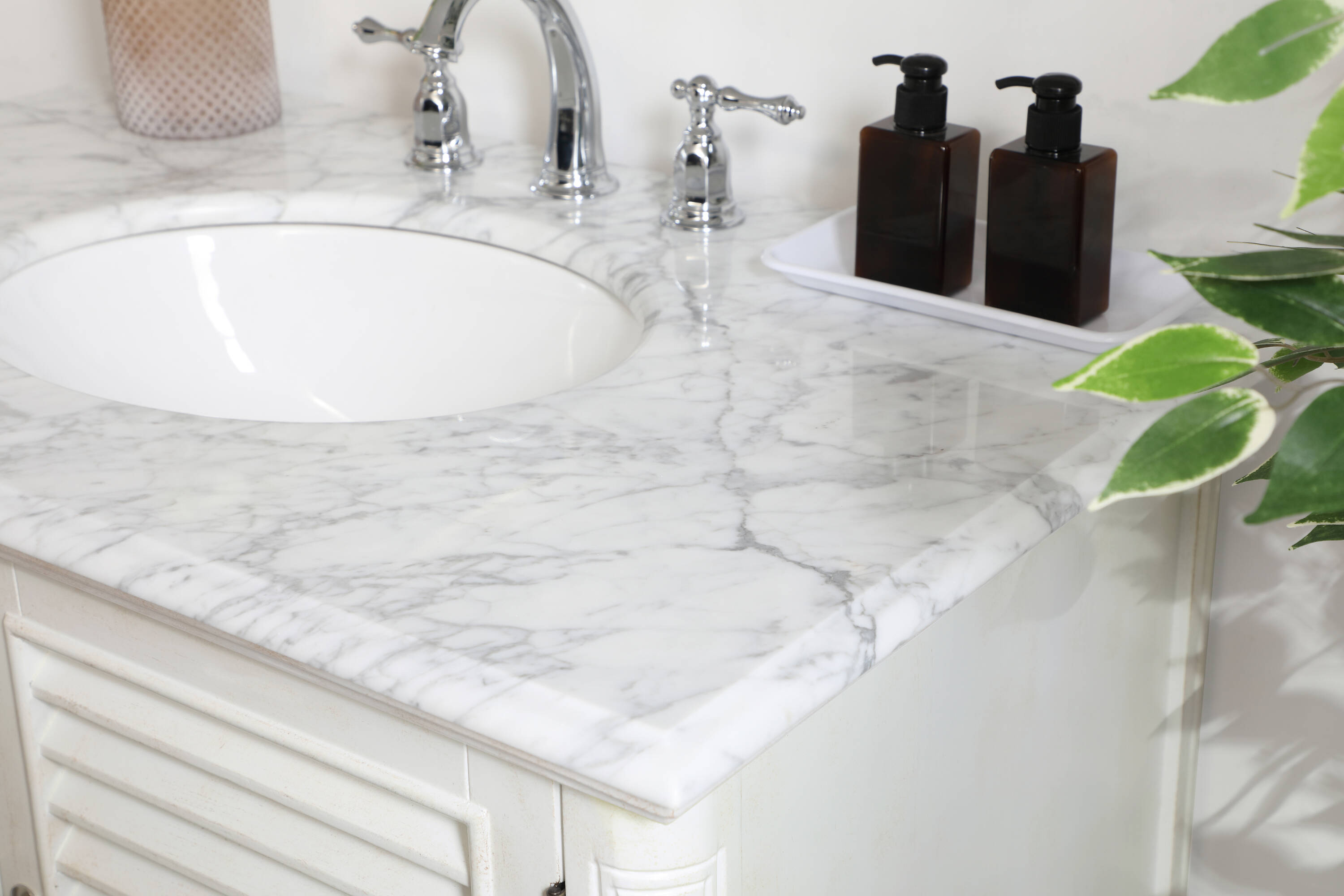 Rhodes 36" Coastal White Single Bathroom Vanity with Marble Top