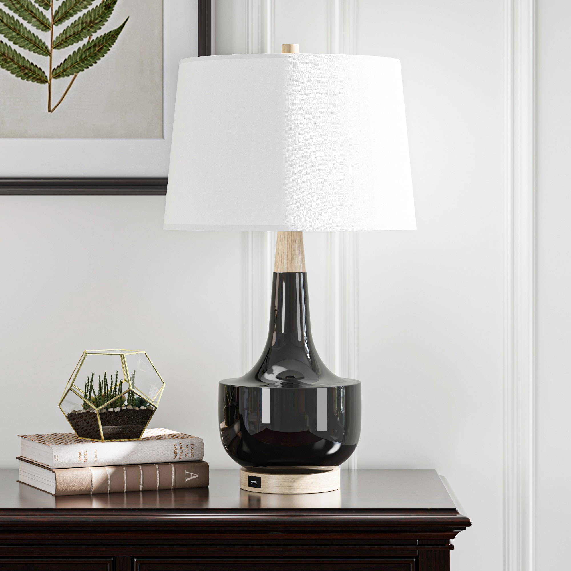 Maxax T223-BK-S Deluxe 26-in Black LED Incandescent Rotary socket Table Lamp with Linen Shade