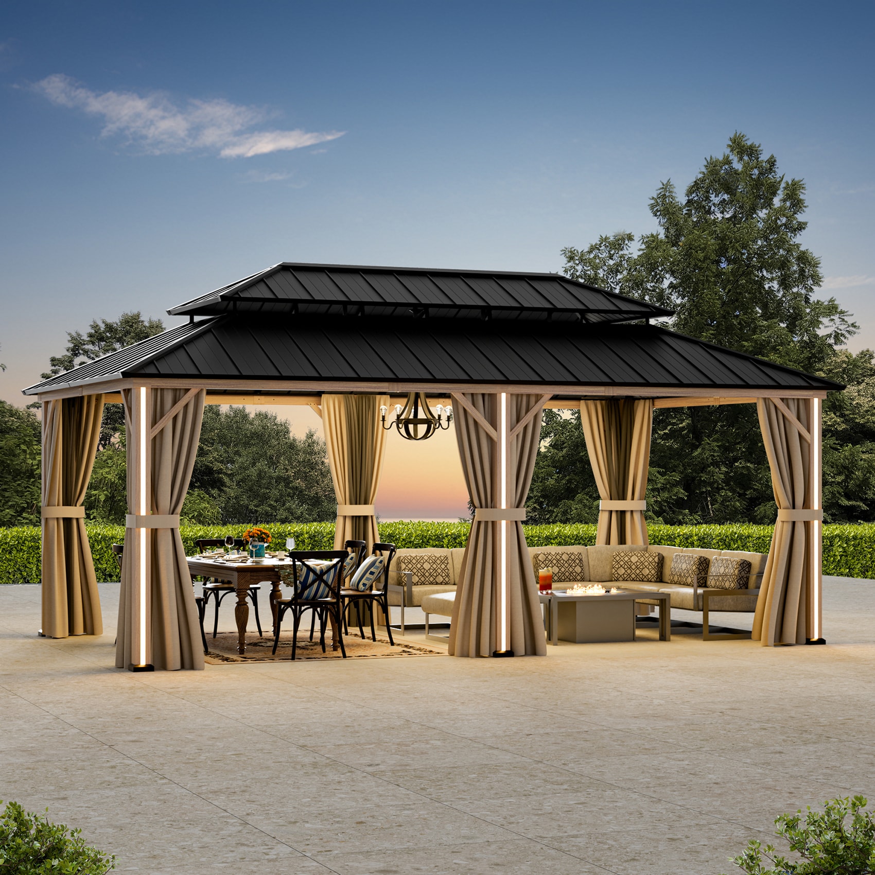 ELEVATE OUTDOORS IG10600042-1220N-WBR Wood-Resin-Gazebos - View #2