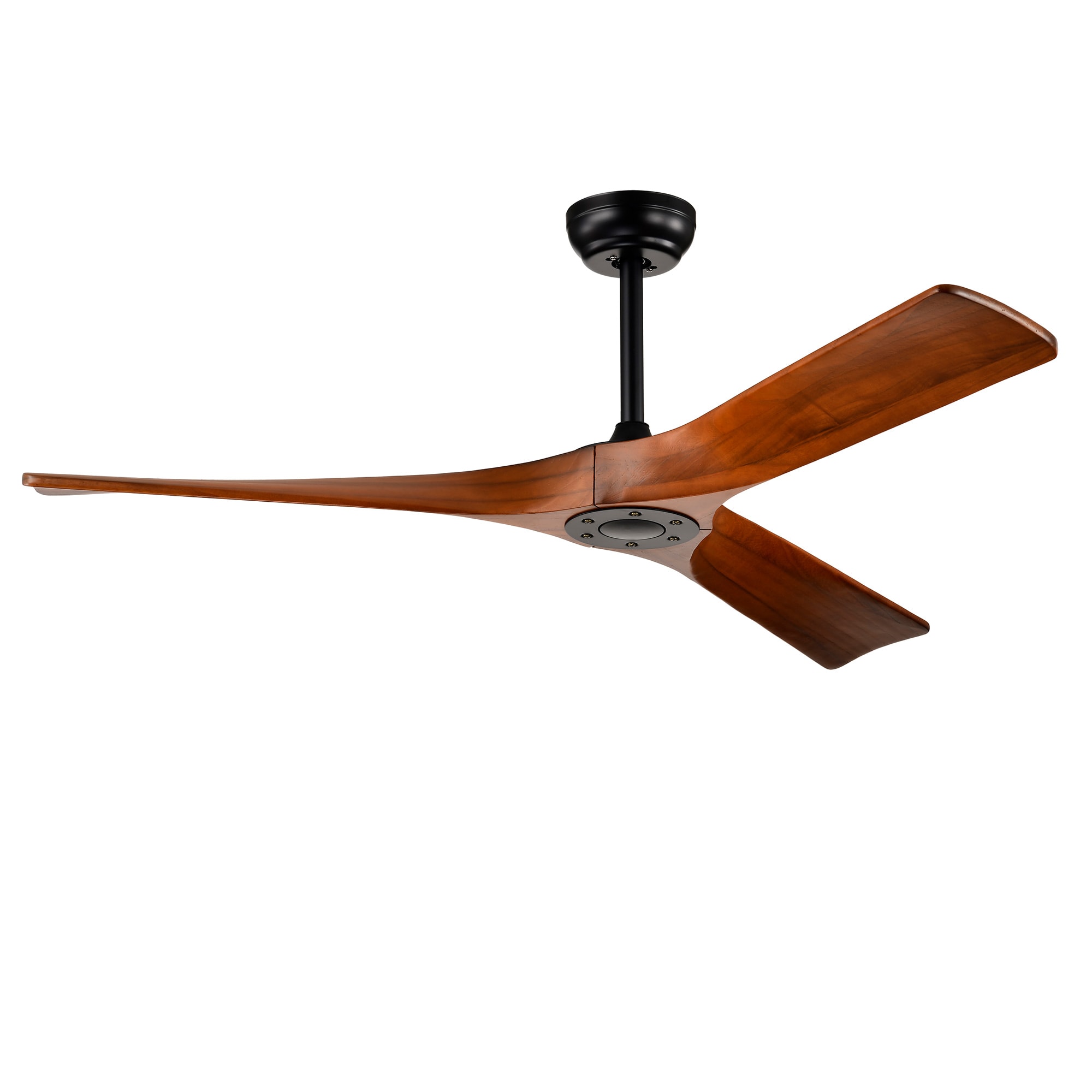 LTMATE LSODC5002R-BL JAZAVA 52-in Integrated LED Black with Solid Wood Blades Fandelier Ceiling Fan With Light and Remote ( 3 -Blade )