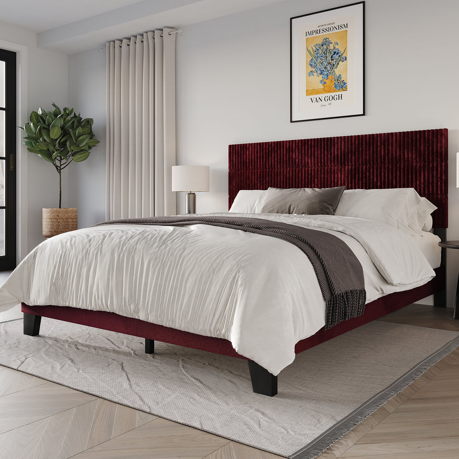 CasePiece C8541FPL-RD-VV Red Full Wood Platform Bed