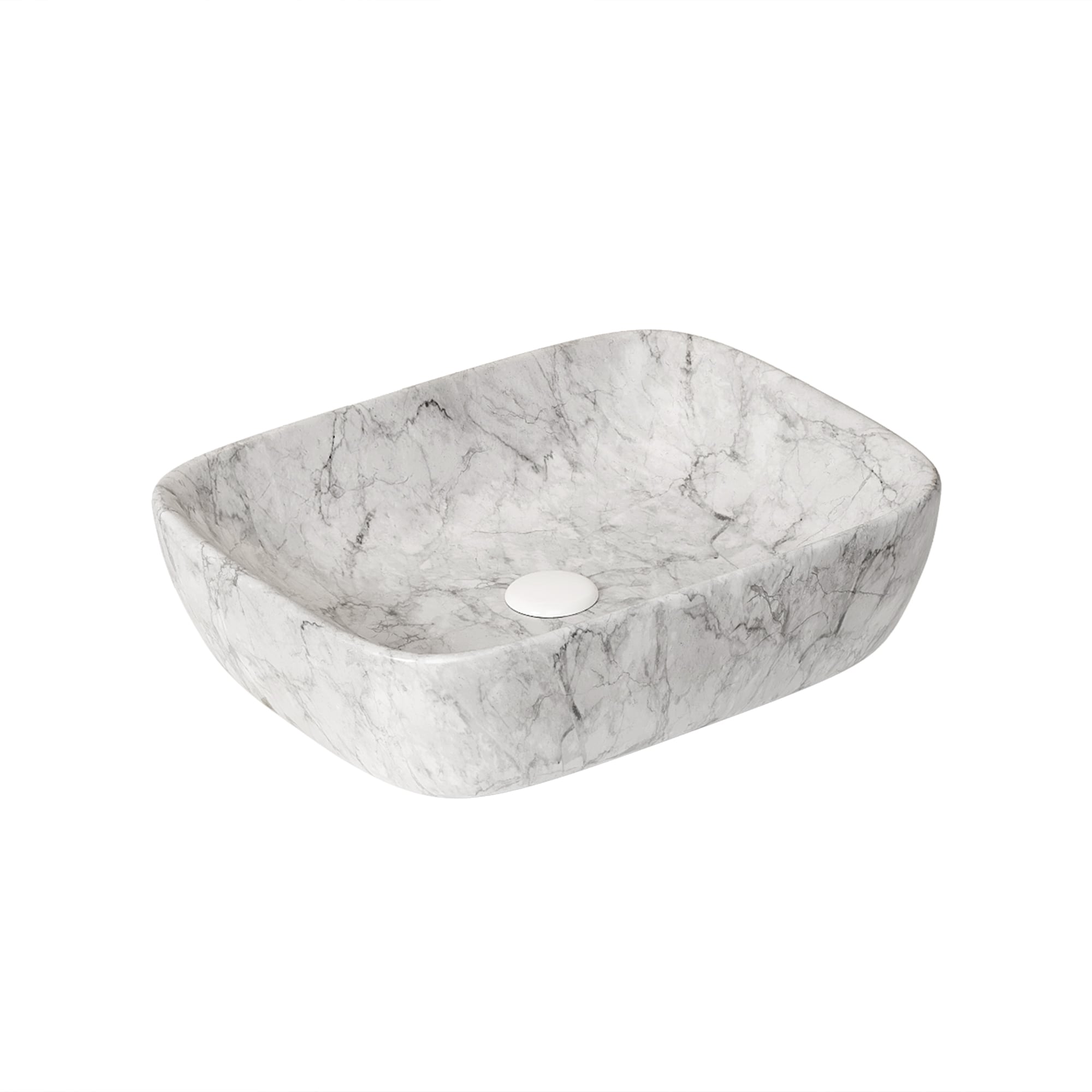 Tatayosi 19 Inches Bathroom Ceramic Sink without Cabinet Volakas White Marble