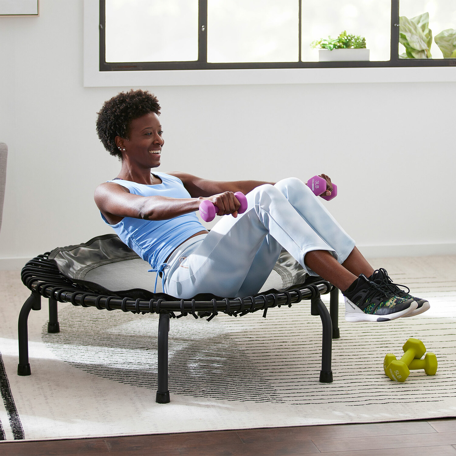 JumpSport 430 44-Inch In-Home Rebounder Fitness Trampoline with Long-Lasting Premium Bungees and Included Workout DVDs