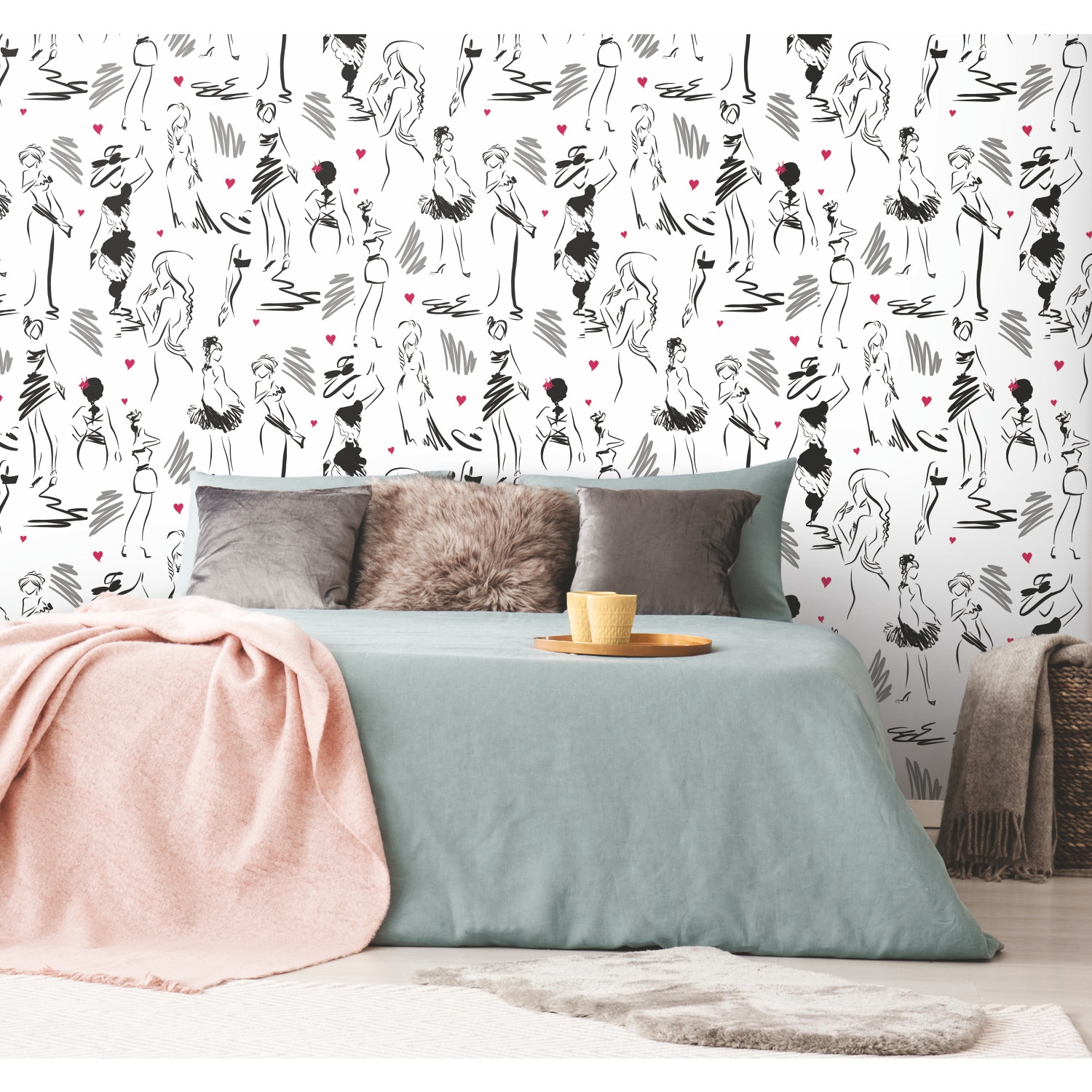 RoomMates RMK12150RL 28.29-Sq. Feet Gray Vinyl Novelty Self-adhesive Peel and Stick Wallpaper